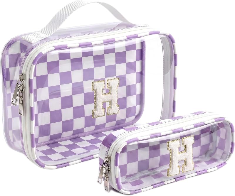 Necessaires LETGO com iniciais, 2 unidades, roxo e bege