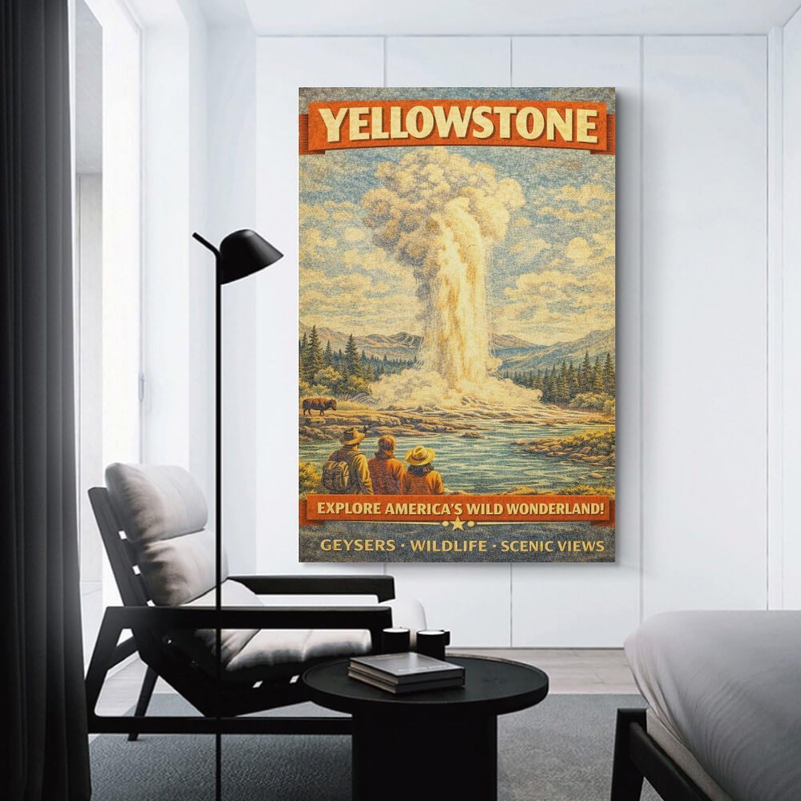 Junmoney Yellowstone National Park Vintage (2) Wall Art Print 20x30inch(50x75cm), for Hallway, Entryway Or Landing, A Neat Decor Update for Hallways, for Everyday Interiors