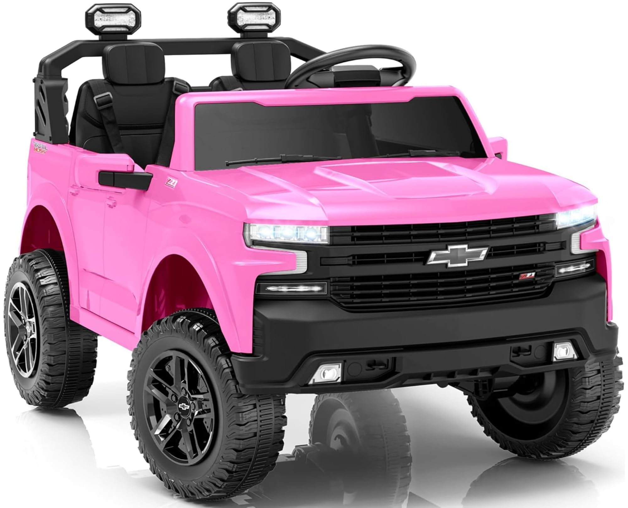 Chevrolet Silverado ZR2 24V Maxi Fuoristrada 2 Posti Auto Macchina Elettrica per Bambini Telecomando Luci a Led Bluetooth Ammortizzatori Carico Massimo 60 Kg (Rosa)