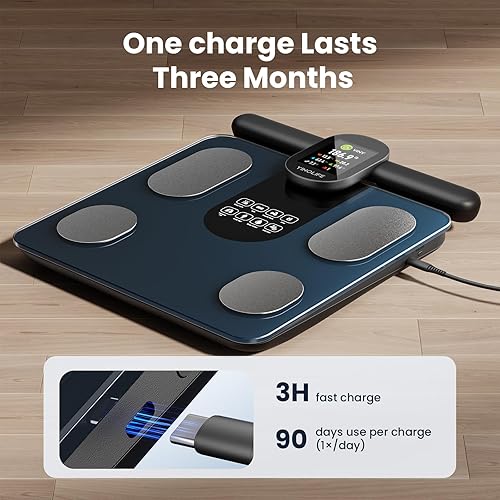 Miniatura 6 de Báscula para peso corporal, báscula de baño inteligente de 8 electrodos con IMC, masa muscular de grasa corporal 28 composición de cuerpo completo,