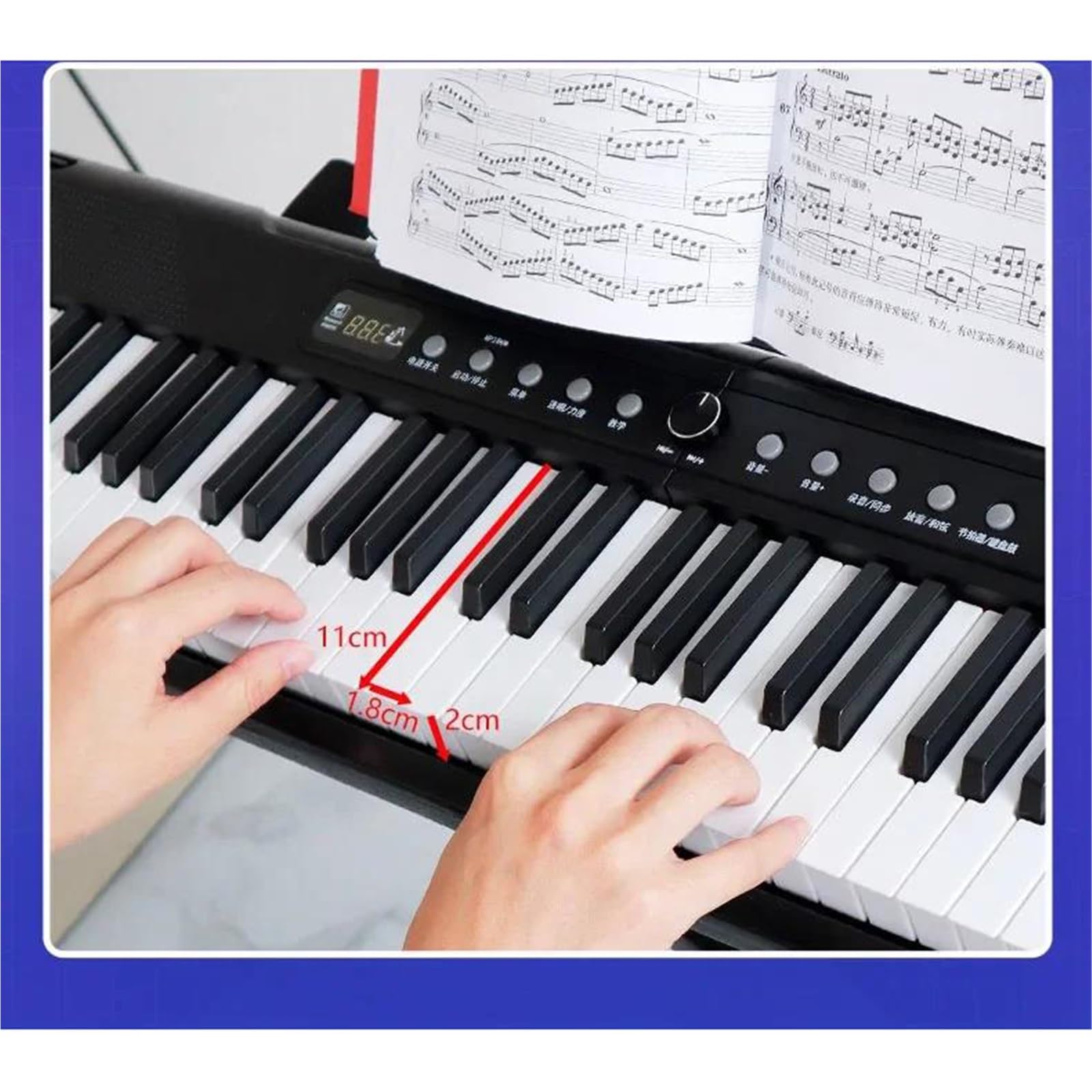 Pianino Elektroniczne 88 Klawiszy Przenośne Pianino Elektroniczne Dla Dorosłych Początkujących Profesjonalne Instrumenty Klawiszowe(White Set B)