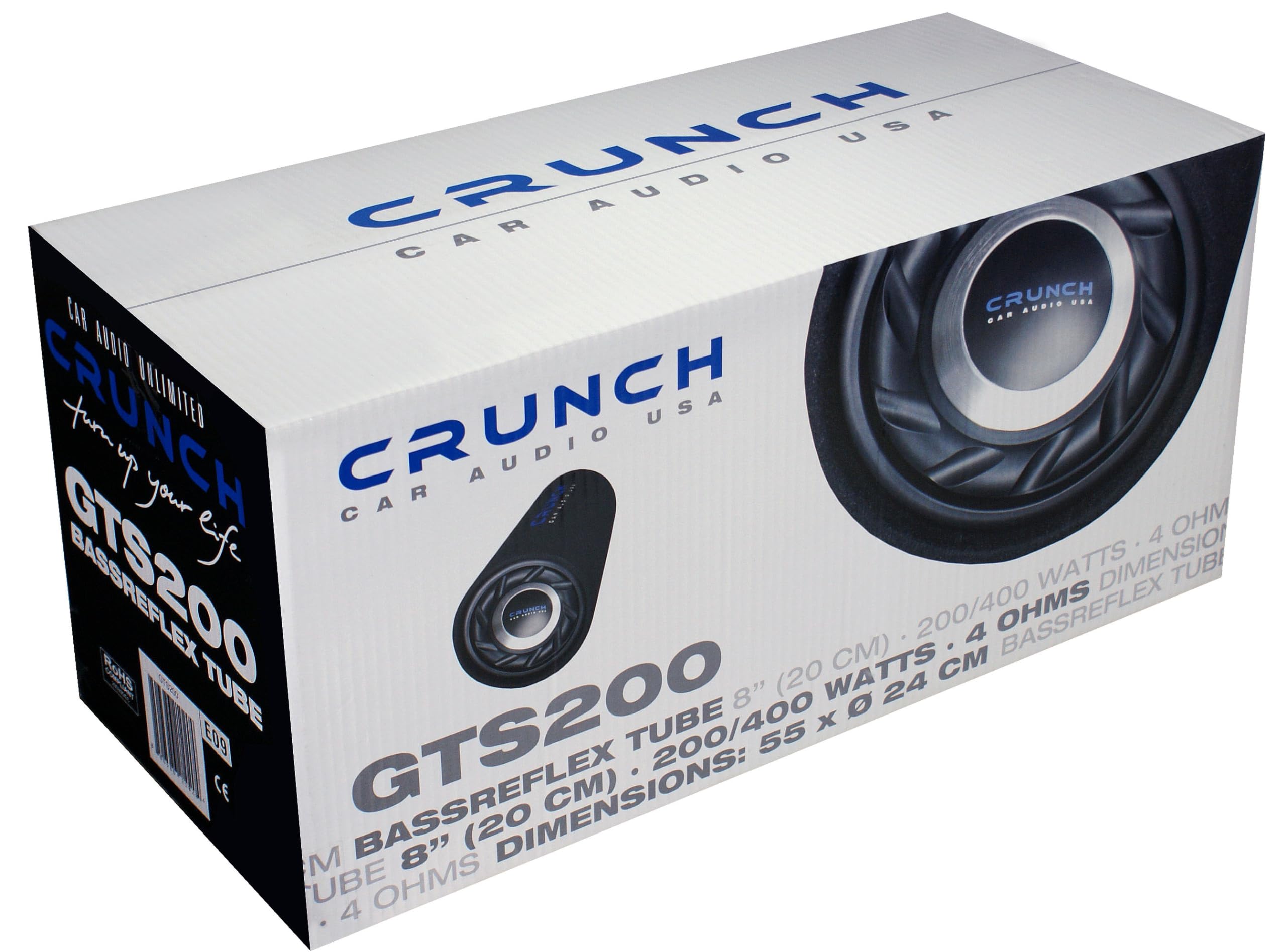 Crunch GTS200 | 20 cm (8") Single-Bassreflex-Tube für das Auto mit 400W max Car Audio Unlimited