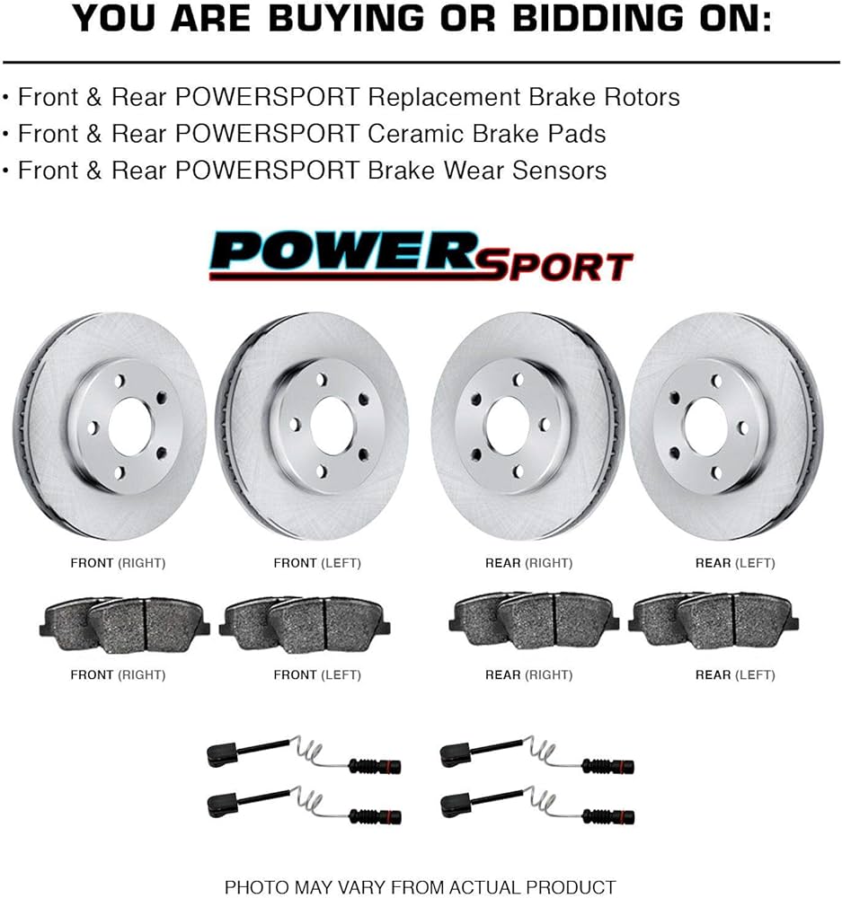 とめて PowerSport Front Rear Brakes and Rotors Kit Front Rear Brake Pads