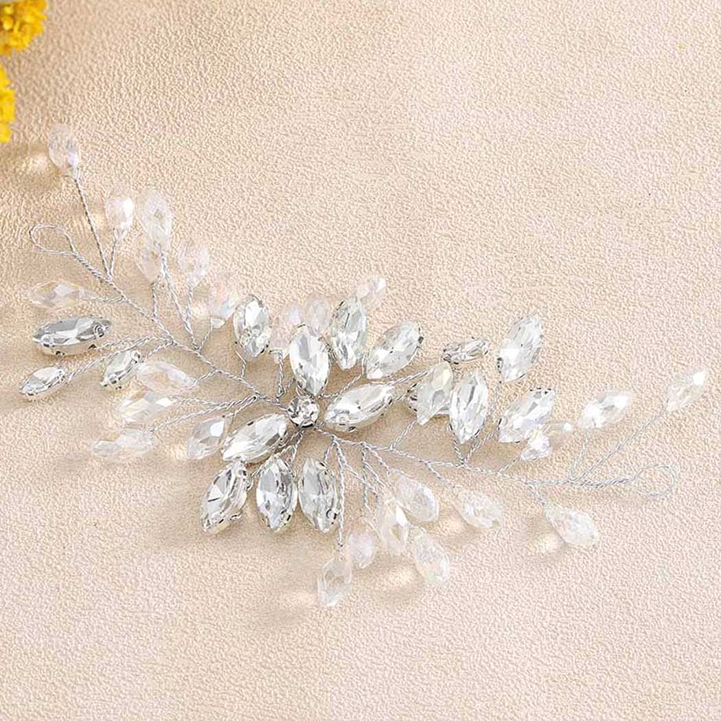 Cerchietto per capelli da sposa, con cristalli e nastri, accessorio per capelli da sposa con strass, per spose e damigelle d'onore (oro rosa
