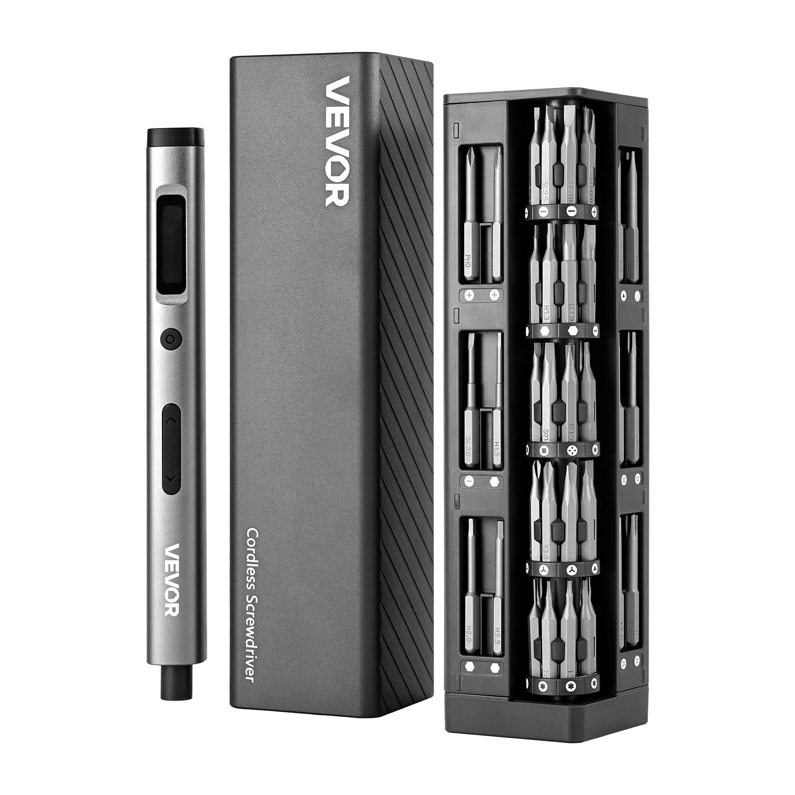 VEVOR Kit de Tournevis de Précision avec 52 Embouts Magnétiques, Mini Tournevis Électronique avec Coffret Magnétique, Embouts en Acier S2, Éclairage LED, pour Réparation d'Appareils Électroniques