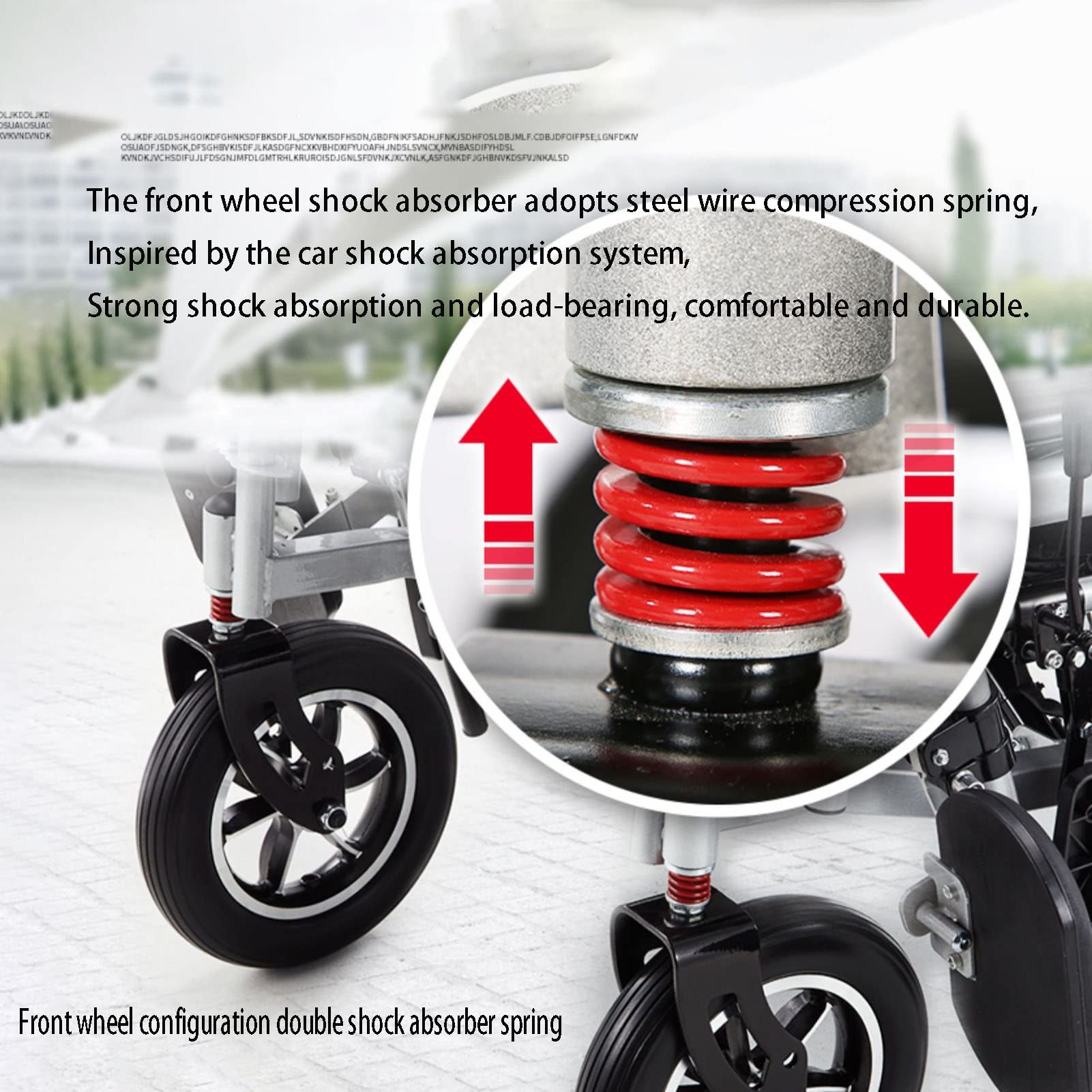 Silla de ruedas eléctrica plegable todo terreno, motor de 500 W, diseño antivuelco, control de palanca de mando de 360°, apta para personas mayores, sin mantenimiento