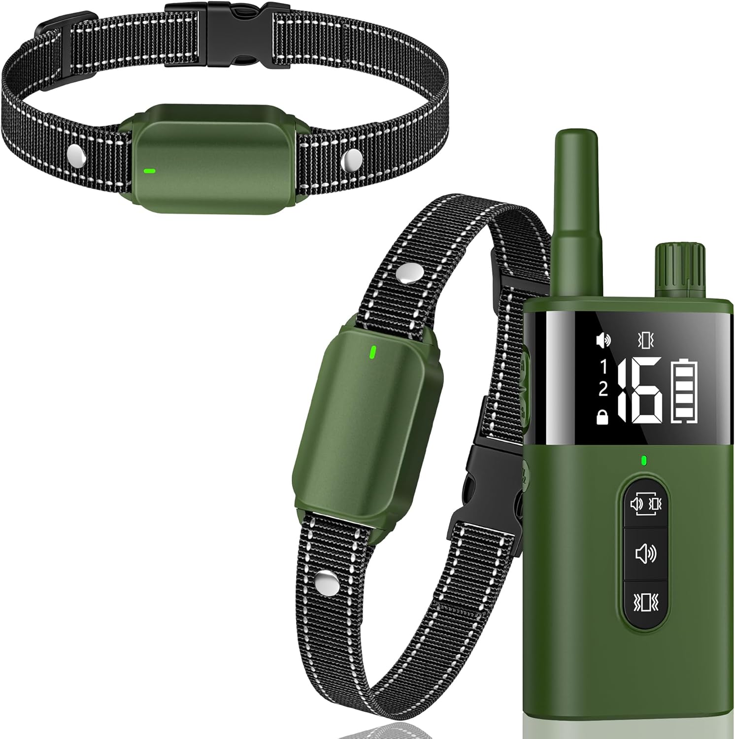 No Shock Dog Training Collar with Remote, Dog Vibration Collar with Controller Beep and Vibrate Only, Safe Lock Waterproof Rechargeable Vibrating Collars for Dogs(10-120 lbs)-No Prongs