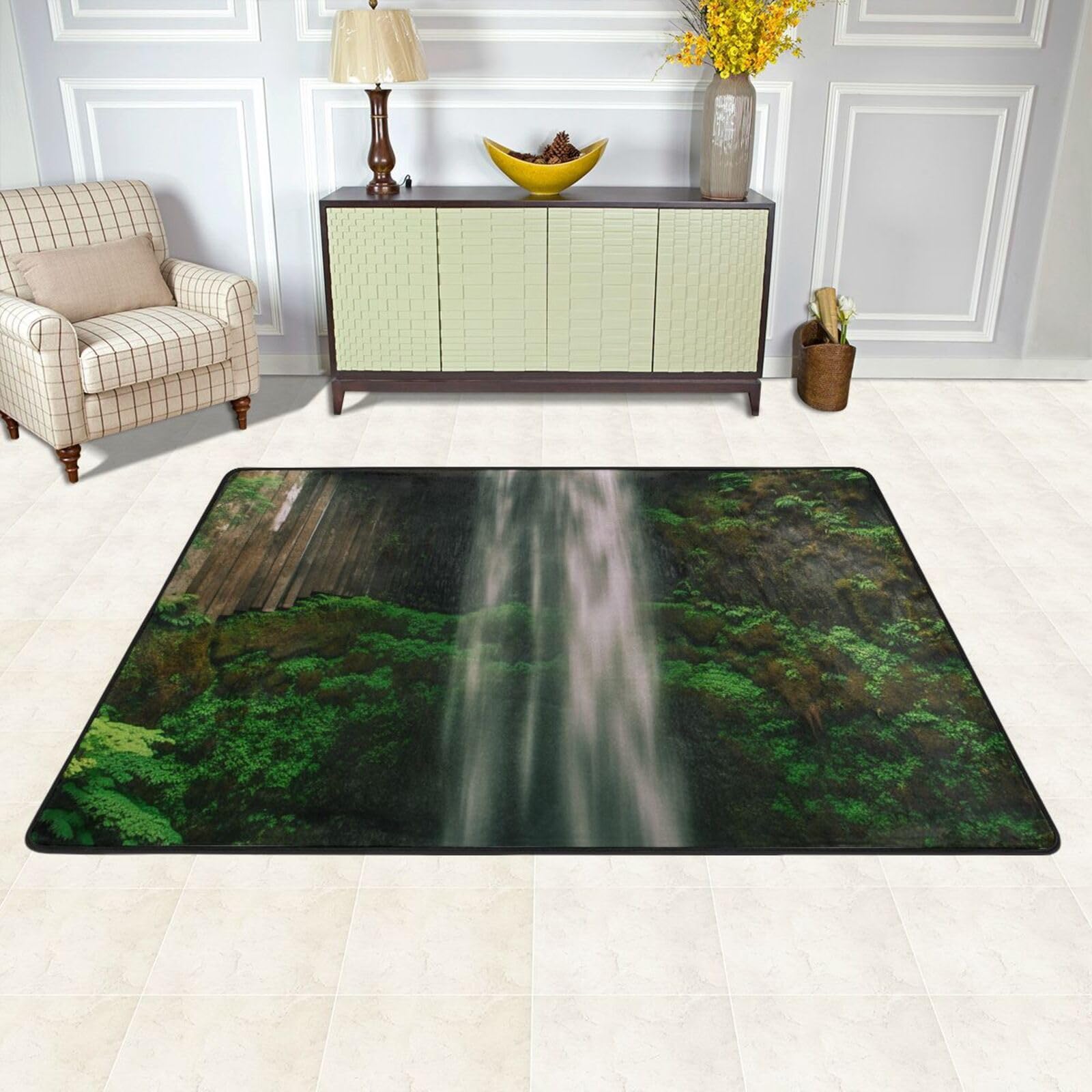 Tapis de sol antidérapant et lavable grand format motif cascade
