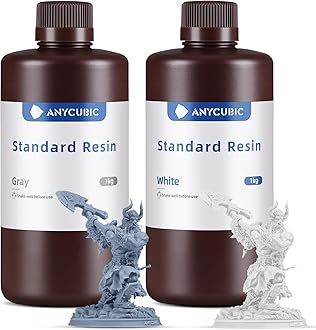 ANYCUBIC 3D Printer Resin, 405nm SLA UV-Curing Resin with High Precision and Quick Curing & Excellent Fluidity for LCD 3D Printing (Grey+White, 2kg)