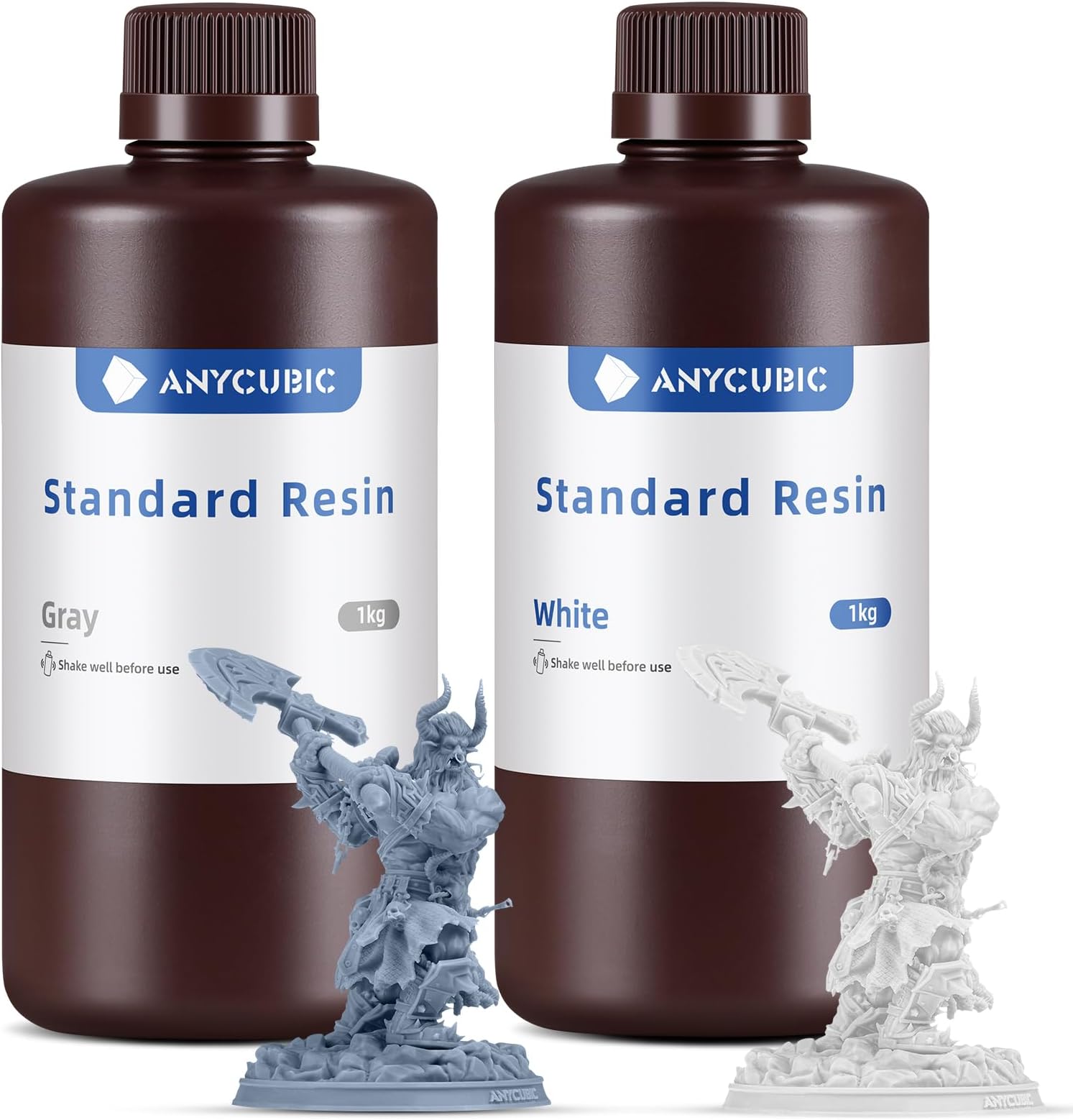 3D Printer Resin, 405nm SLA UV-Curing Resin with High Precision and Quick Curing & Excellent Fluidity for LCD 3D Printing (Grey+White, 2kg)
