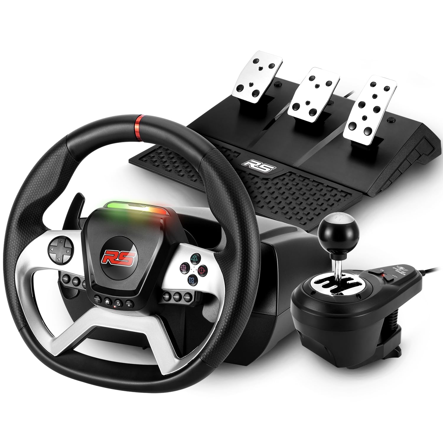 Spirit Of Gamer - RACE Wheel FORCE, Volant PS4 avec Levier de Vitesse et Pédalier, Pour PC, PS4, PS3, XBOX ONE, Volant avec Palette à Retour de Force et Angle de rotation 1080°, Boite de vitesse 6+R