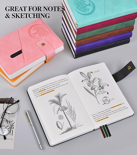 Miniatura 4 de Cuaderno negro de puntos, cuaderno A5 de cuadrícula de puntos con bolígrafo, 200 páginas de papel grueso de 100 GSM, diario de cuero para hombres y