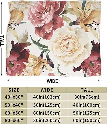Miniatura 3 de Manta de cama con diseño floral de rosas en acuarela, ultra suave, para todas las estaciones, cálida, ligera, acogedora manta de felpa para el