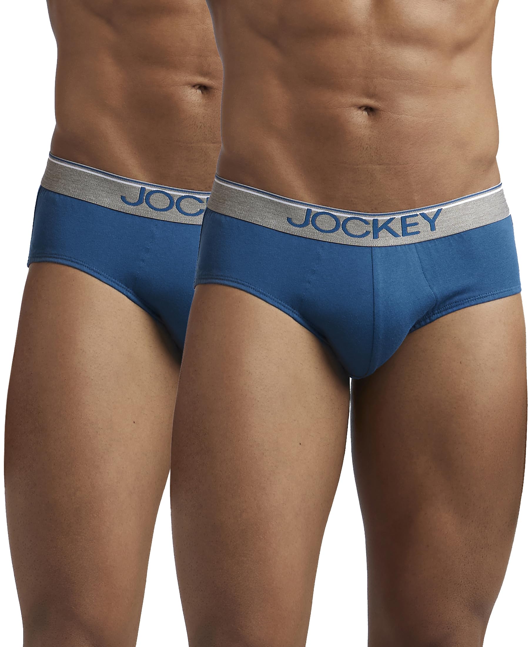 Jockey 8037 Men's Super Combed Cotton Solid Brief with Ultrasoft Waistband (Pack of 2)