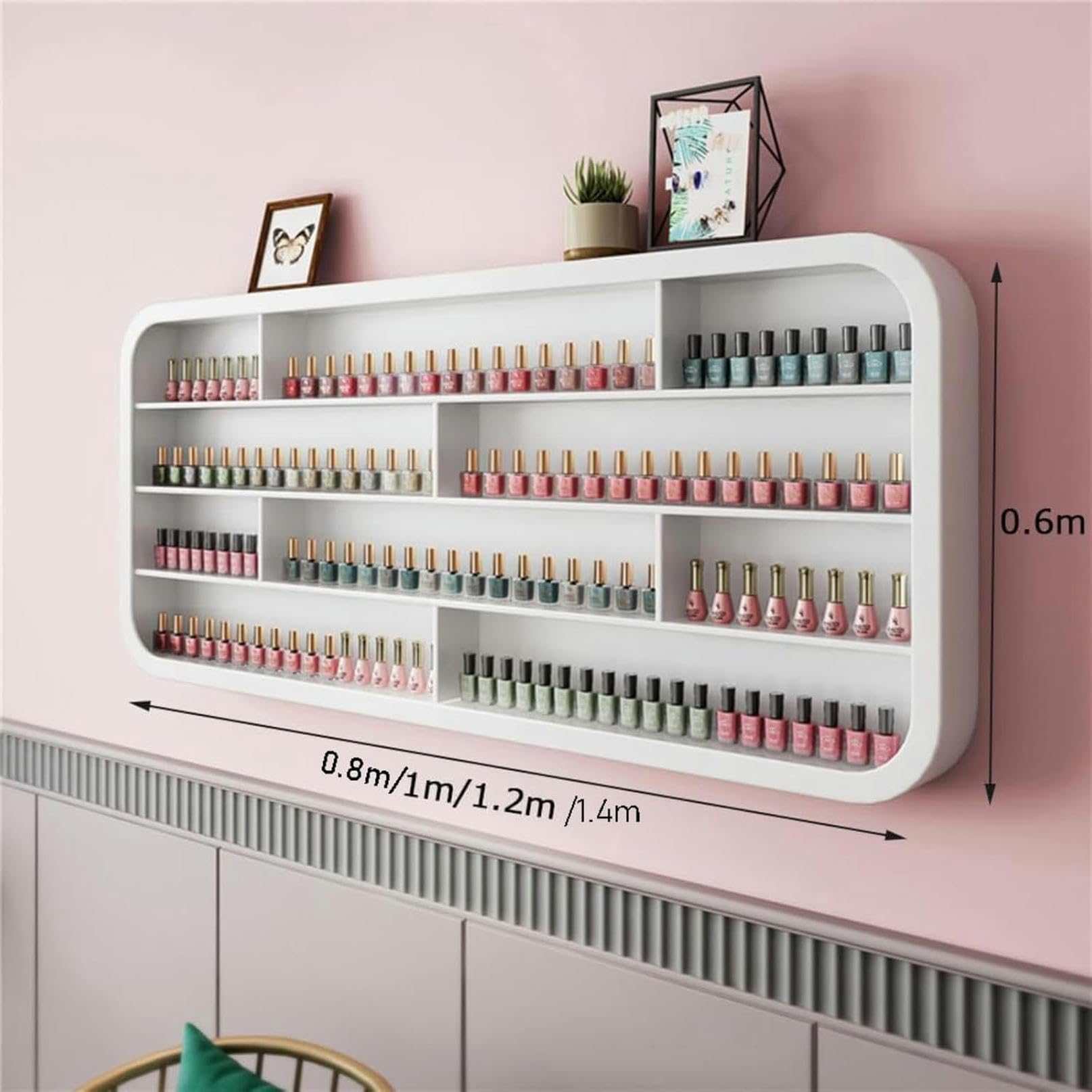 Expositor de esmaltes de uñas, Armario de Pared para cosméticos, aceites Esenciales y perfumes. Organizador Compacto (80 cm).