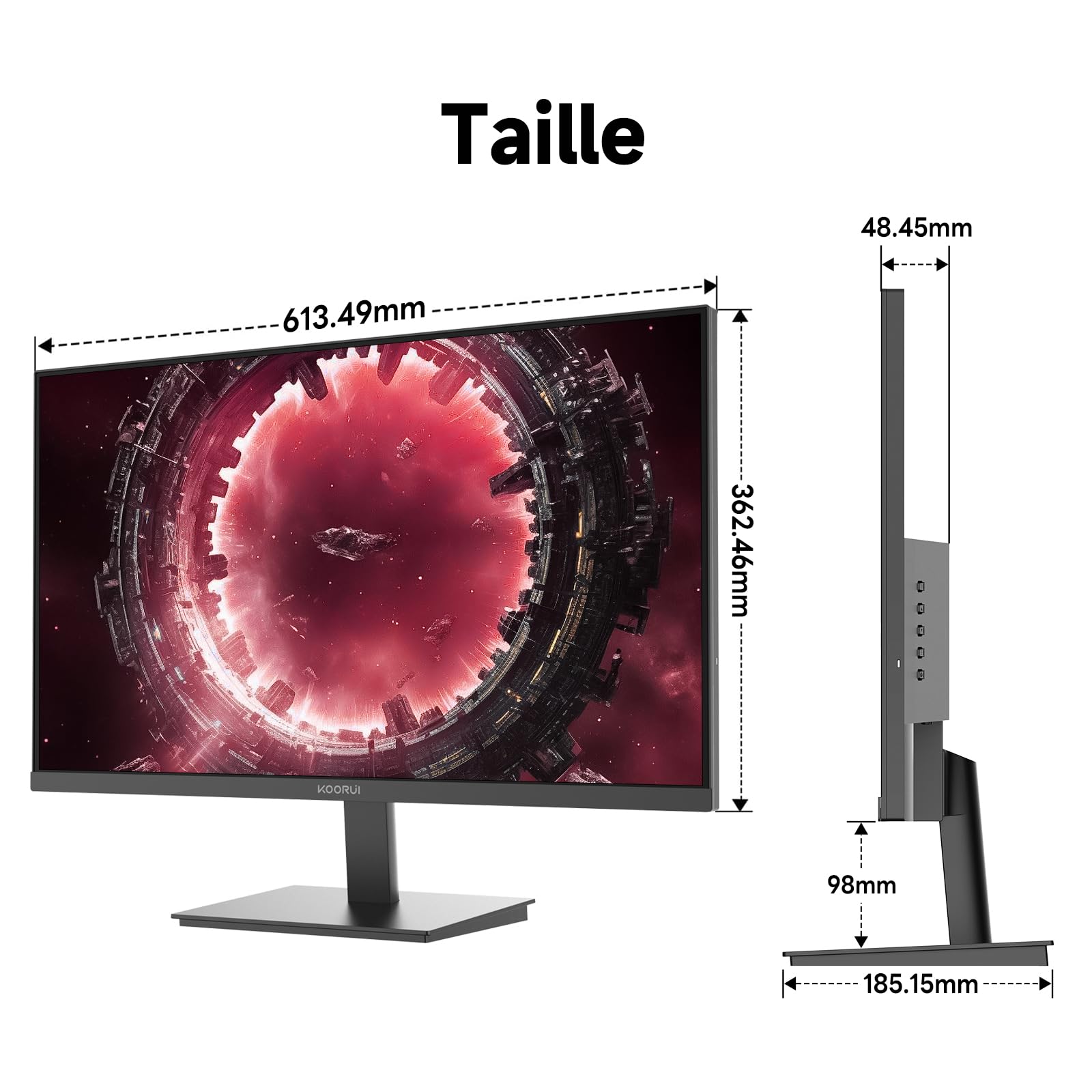 KOORUI E2711F Écran PC 27 Pouces Full HD 1920×1080 100 Hz, IPS, 99% sRGB | Adaptive Sync, Filtre de lumière Bleue, HDMI & VGA, VESA 100×100