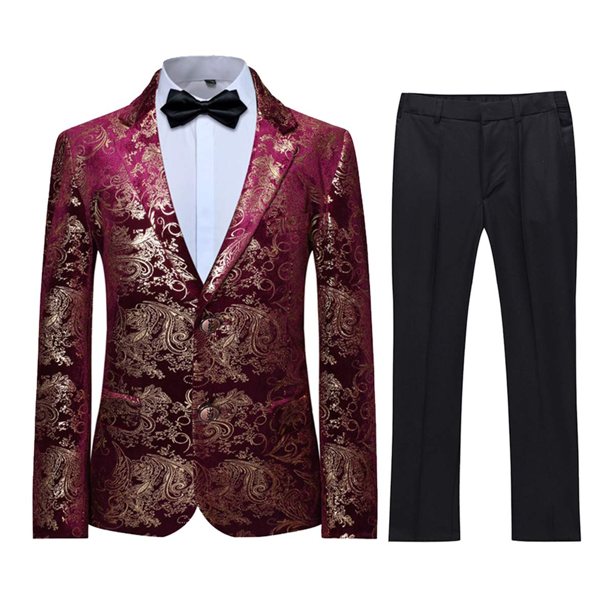 Boyland Boys Jacquard Suit Slim Fit Tuxedo Suits Jacquard Notch Lapel Tux Jacket Pants Party Formal Wear