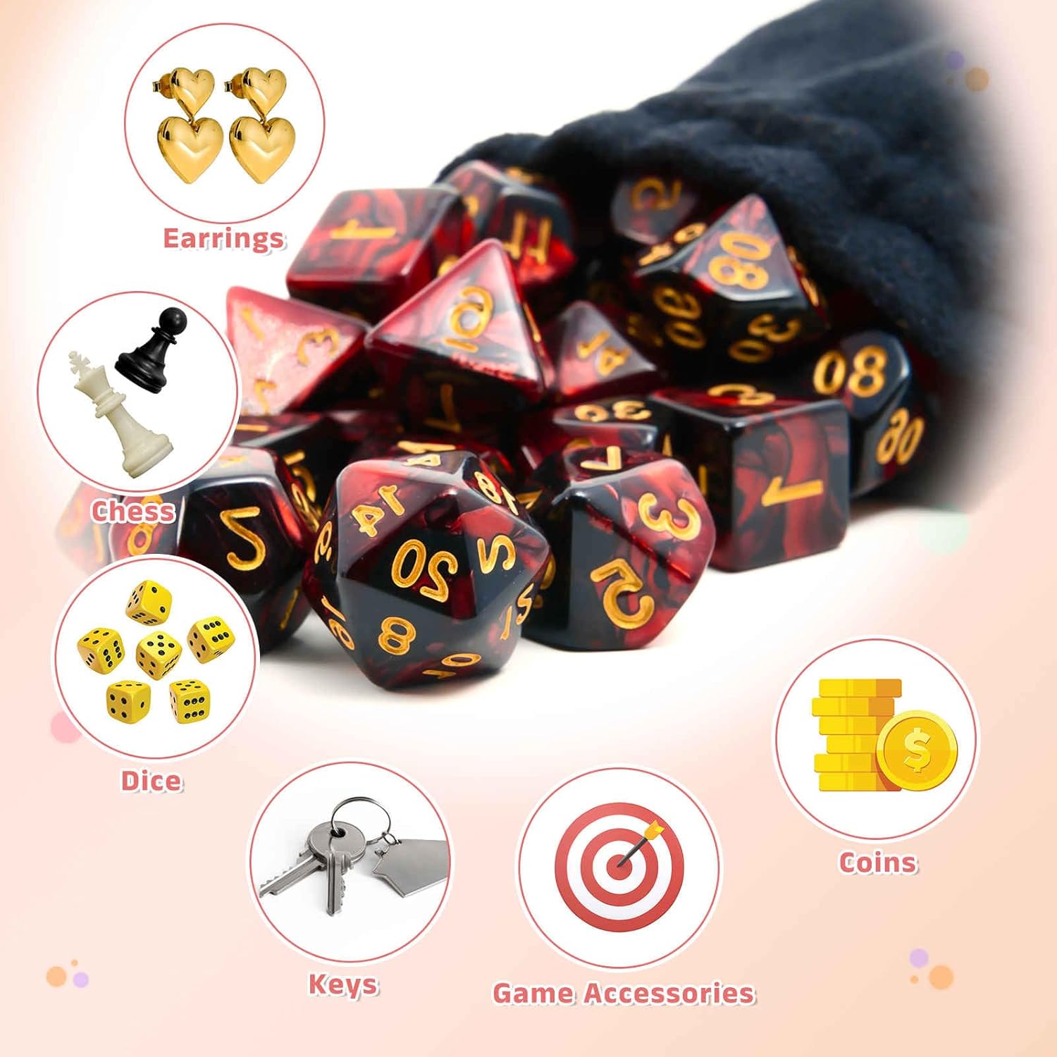 Drawstring Dice Bag 5.91" x 7.87" Durable Flocking Cloth Tarot Card Bag Perfect for Dice Storage & Jewelry & Chess & Cosplay Coin & Board Gaming Accessories (Lake Green, 5pcs)