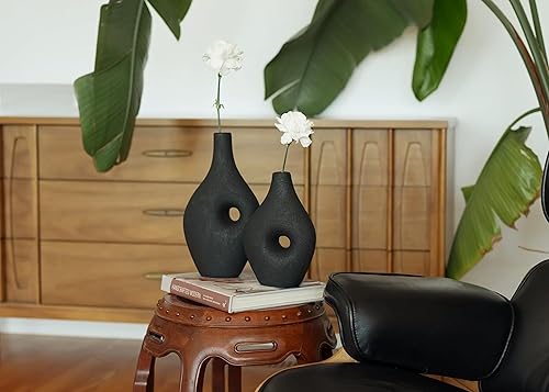 Miniatura 7 de Silke - Jarrón decorativo grande y moderno, mediano, color negro
