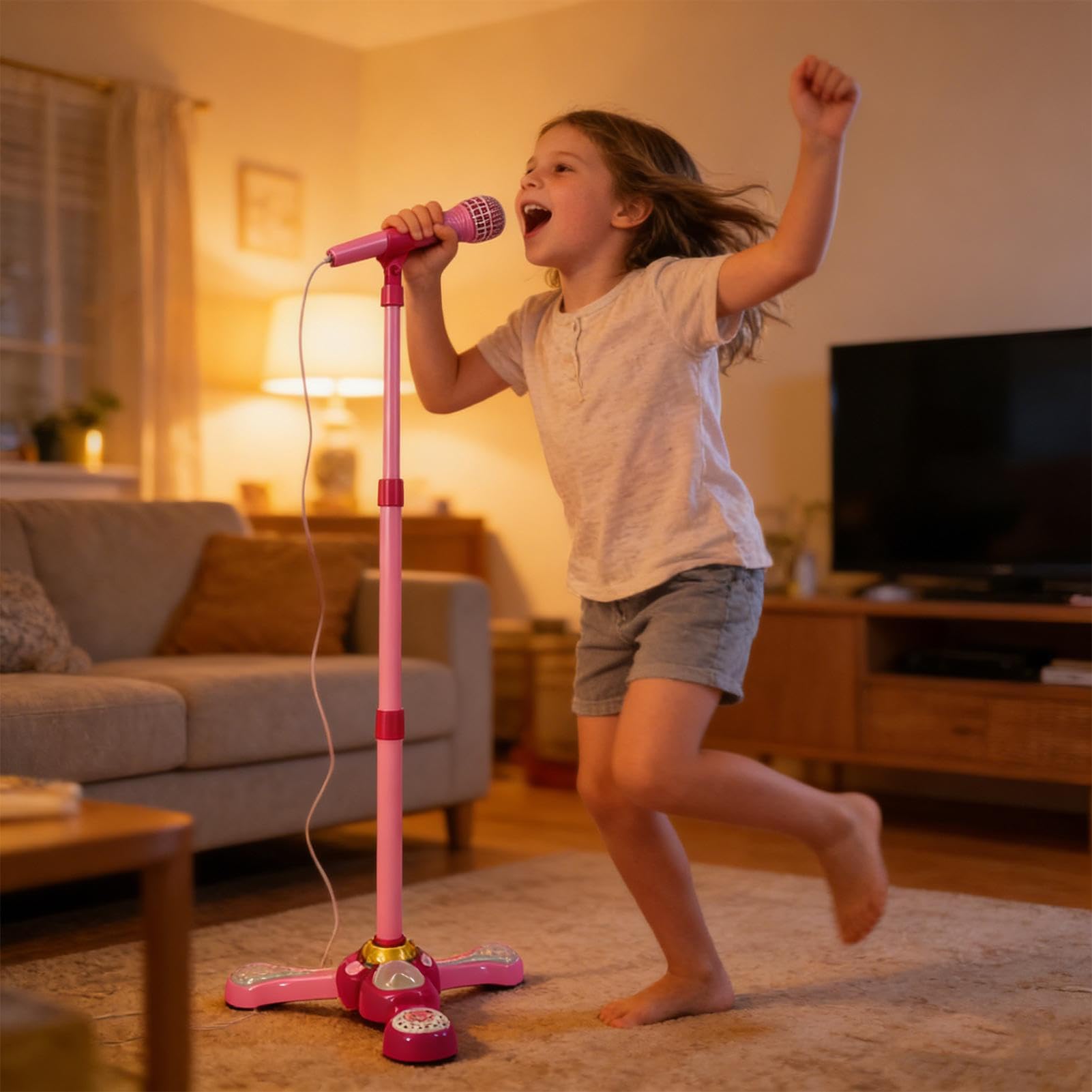 Microfono per Bambini con Asta,Giocattoli Senza Fili Regolabili - Microfono Musicale per il Canto - Per Piccoli Ragazzi Casa Viaggio Classe Stanza Dei Giochi Festa Compleanno Natale
