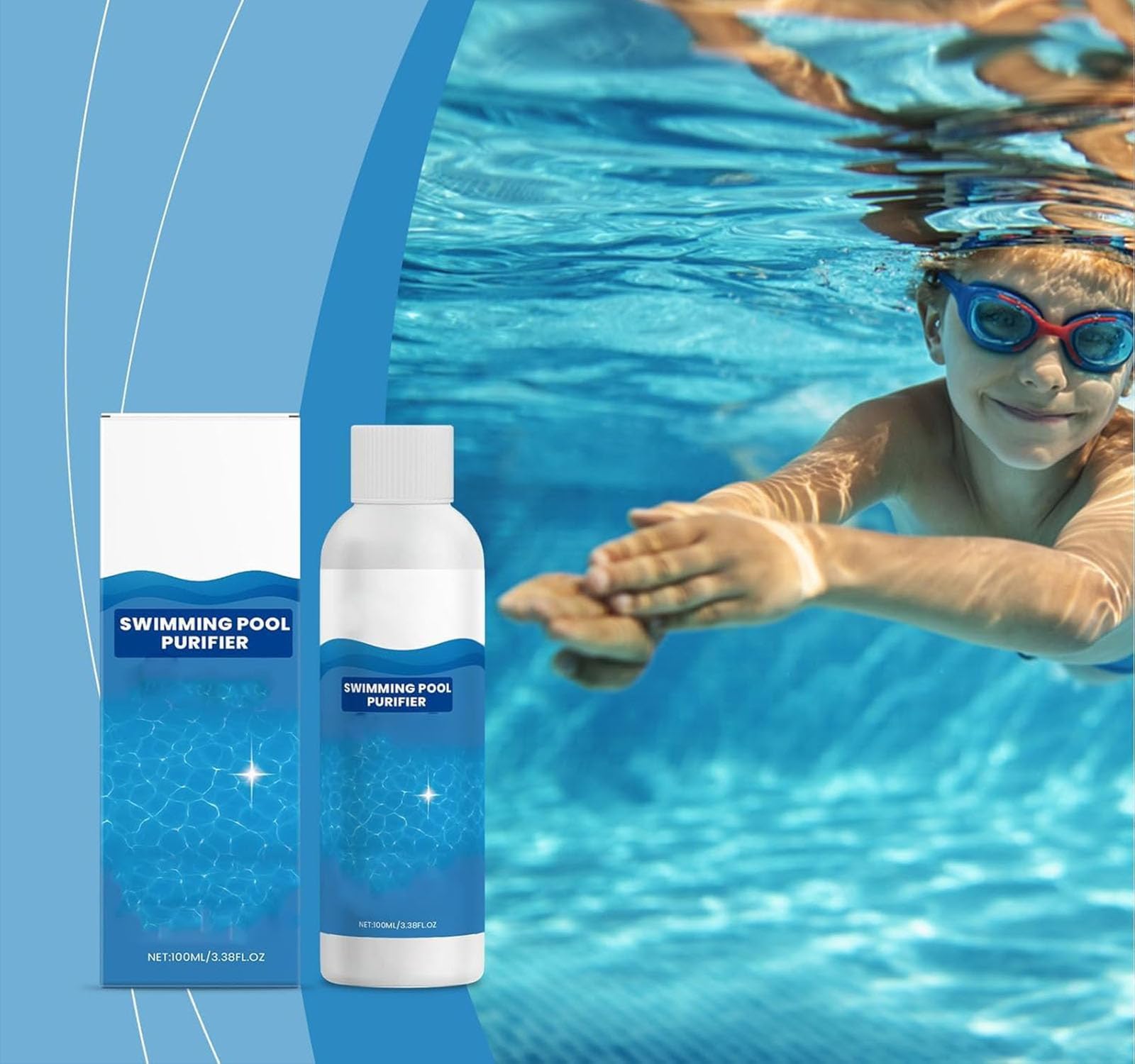 Liquide purifiant pour Piscine, Liquide purificateur d'eau de Piscine, clarificateur d'eau de Piscine, pour piscines creusées et piscines Hors Sol, Garde l'eau Claire comme du Cristal (3PC)