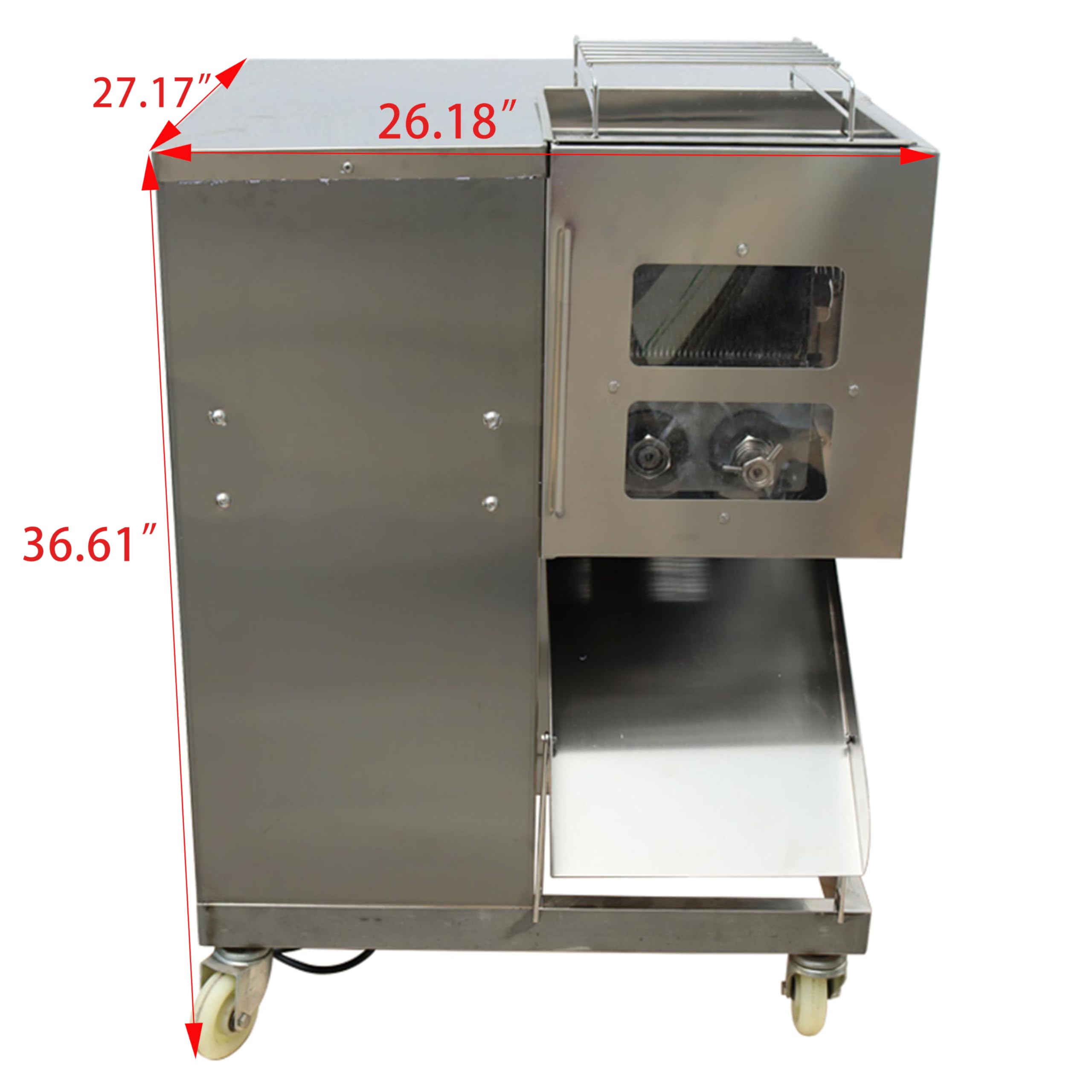 THUXEON 110V QSJ-G Meat Cutter Machine with Double Motor, Large Pedestal Type Commercial Meat Slicer, 4mm Double Knives, 550W*2 Stainless Steel Electric Food Slicer, 800kg/h, Adjustable Thickness