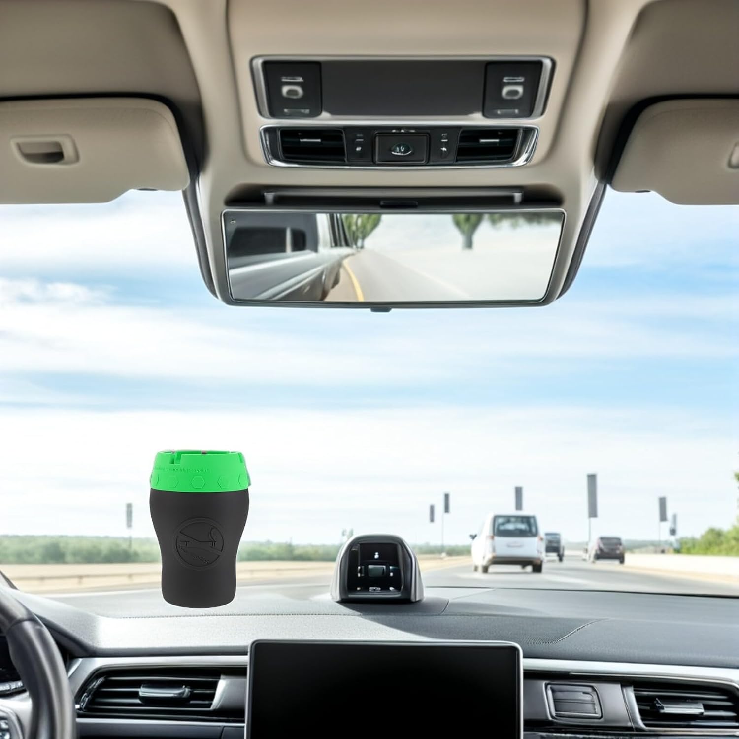 Creative Silicone Car Ashtray with Lid, Portable Windproof Cigarette Ash Holder, Fireproof Non-slip Car and Home Use, Green Gray