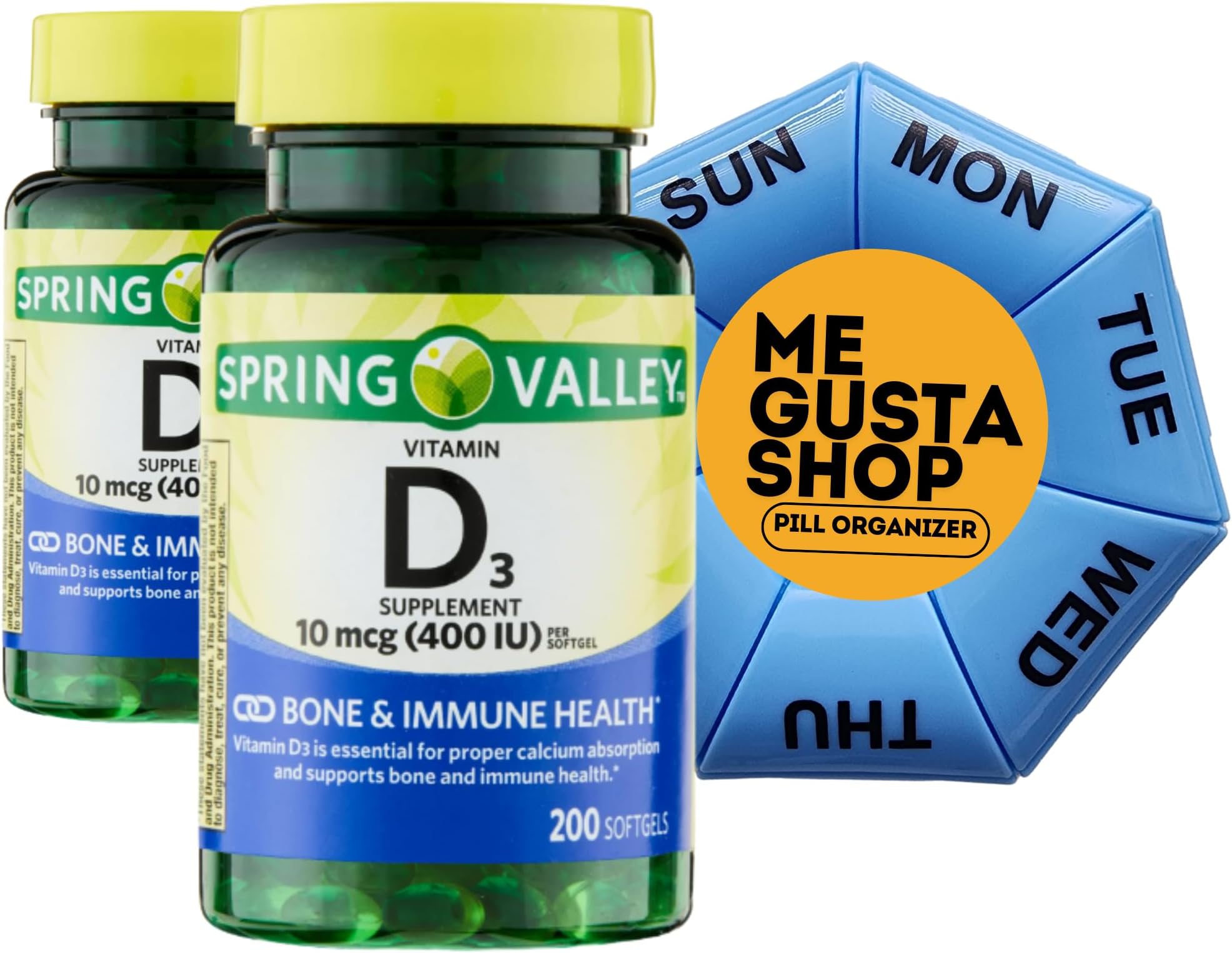 Vitamin D3 Supplement Softgels, 2000 IU, 400 Count + i Sticker Included.