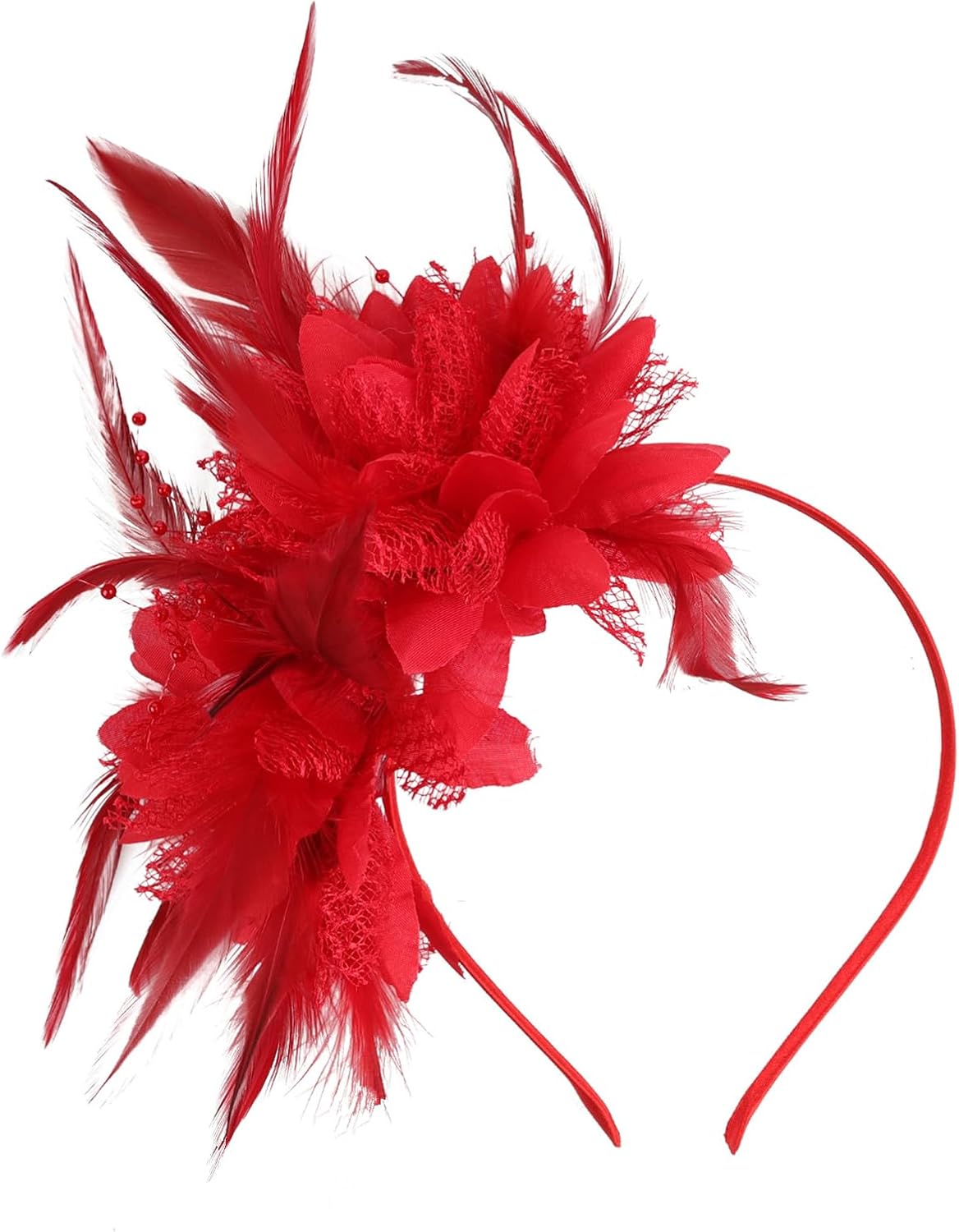 JOYFISCO Womens Fascinators Hats Tea Party Fascinators Hats Feather Pearl Headband for Wedding Cocktail Dresses Accessories