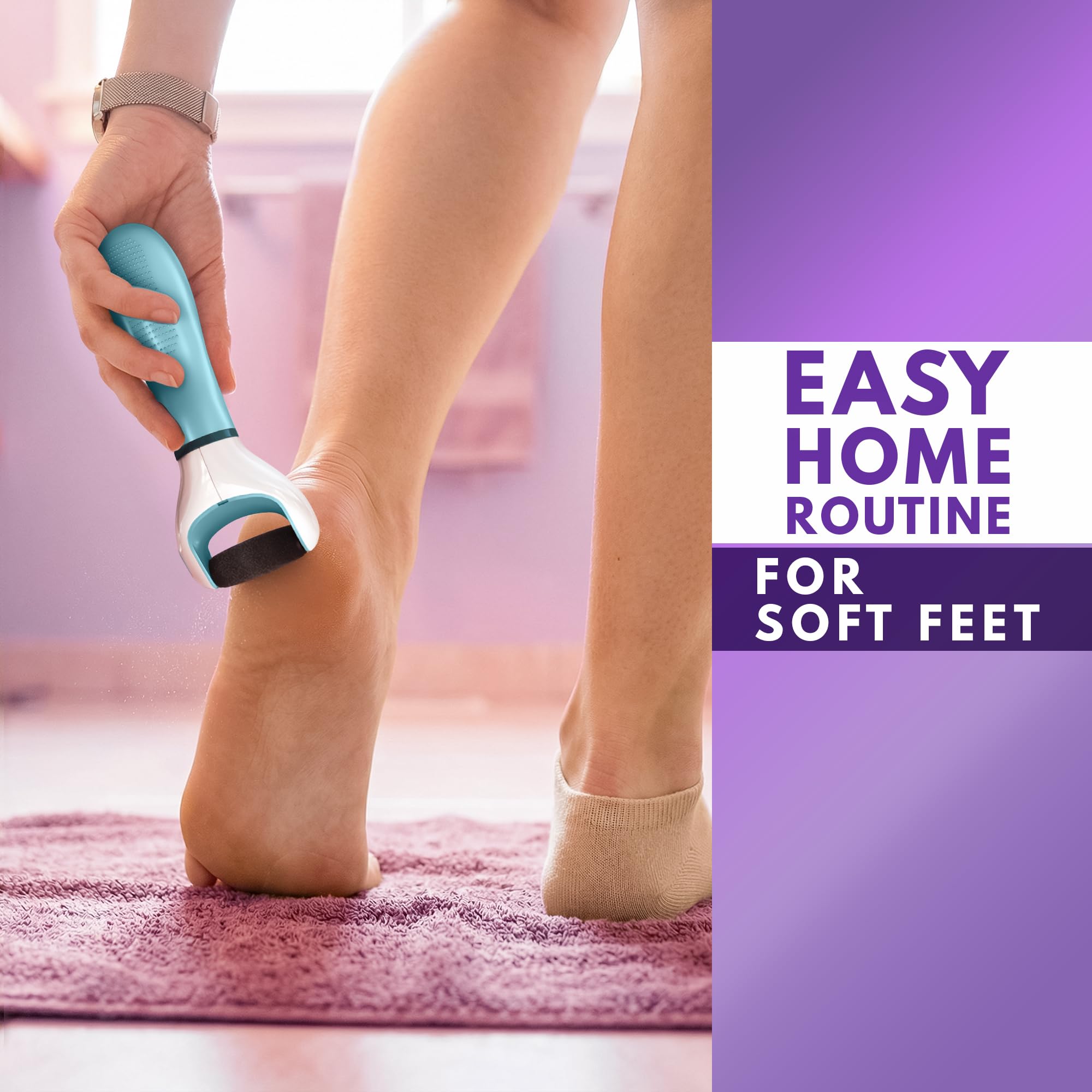 Electric Foot Callus Remover – Rechargeable Foot Sander Electric with 2800 RPM Motor & 1200 mAh Battery, 360° Rotating Replaceable Roller – Pedicure Tools for Feet for Smooth Heels & Dry Skin Care