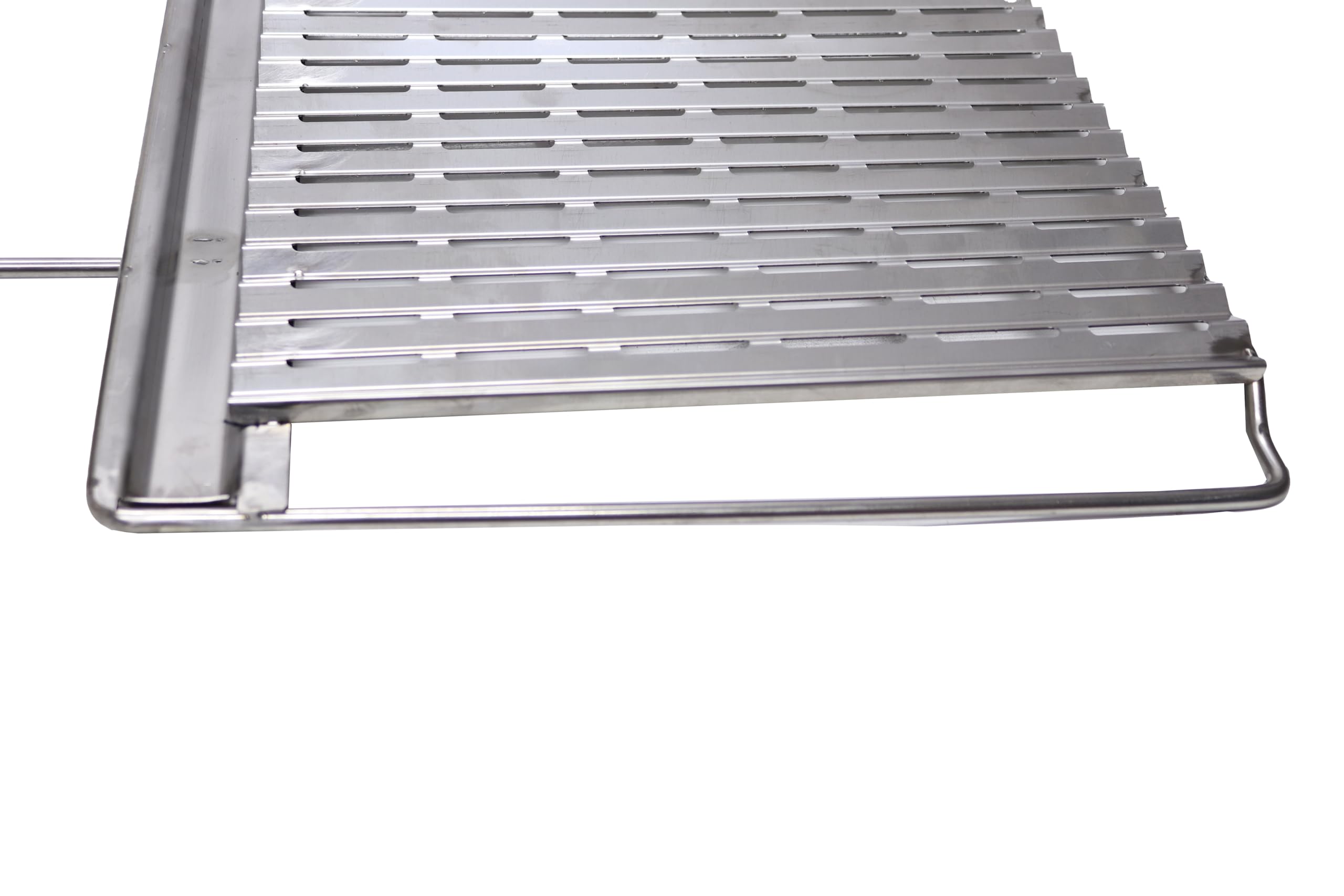 FONDERIA BONGIOVANNI | Graticola per Camino | Graticola per Barbecue | in Acciaio Aisi304 Inox 18/10 | Griglia Inox per Barbecue con Recupero Oli | 84x40 cm