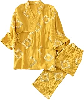 [lisusut] レディース ルームウェア 部屋着 七分袖 綿 甚平 パジャマ 和風 寝巻き 女性 寝間着 上下セット 春 夏 秋 前開き 作務衣 通気 吸汗 部屋着 婦人服 無地 ロングパンツ 浴衣 お風呂上り 旅館 ナイトウェア 家着 母の日 プレゼント
