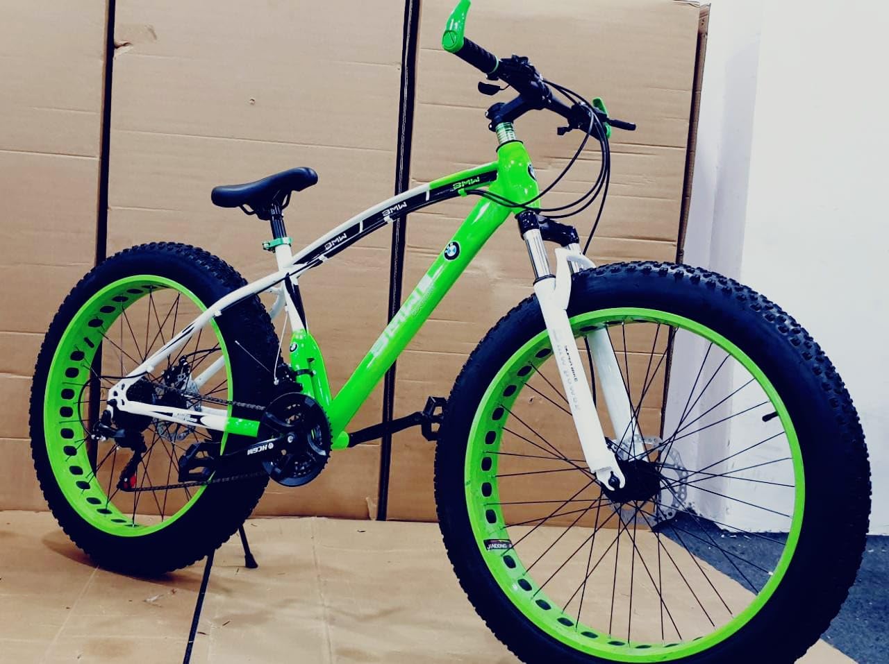 Sunspeed SleekFat 26 Inch Fat Tyre Gear Cycle for Men & Women | 21-Speed Shimano Gear Bicycle with Dual Disc Brakes, Front Suspension, Carbon Steel Frame, Spoke Rims, MTB for Adults| Green-image-34