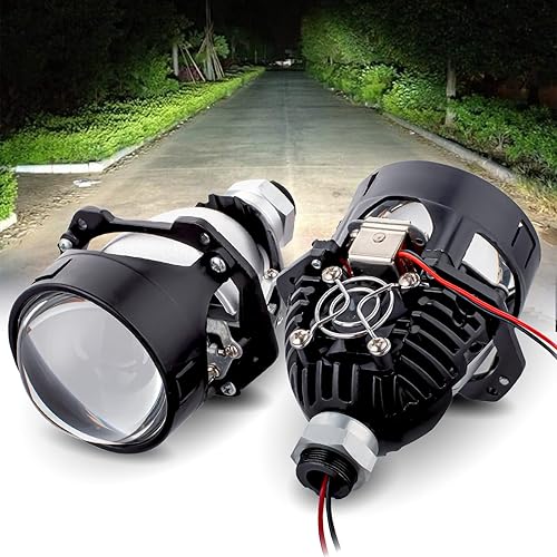 Miniatura 8 de HDYEGIOU Lente de proyector bi LED de 3.0 pulgadas con ojos de ángel LED blancos y amarillos, cubiertas negras, luz de señal de giro DRL, kit de