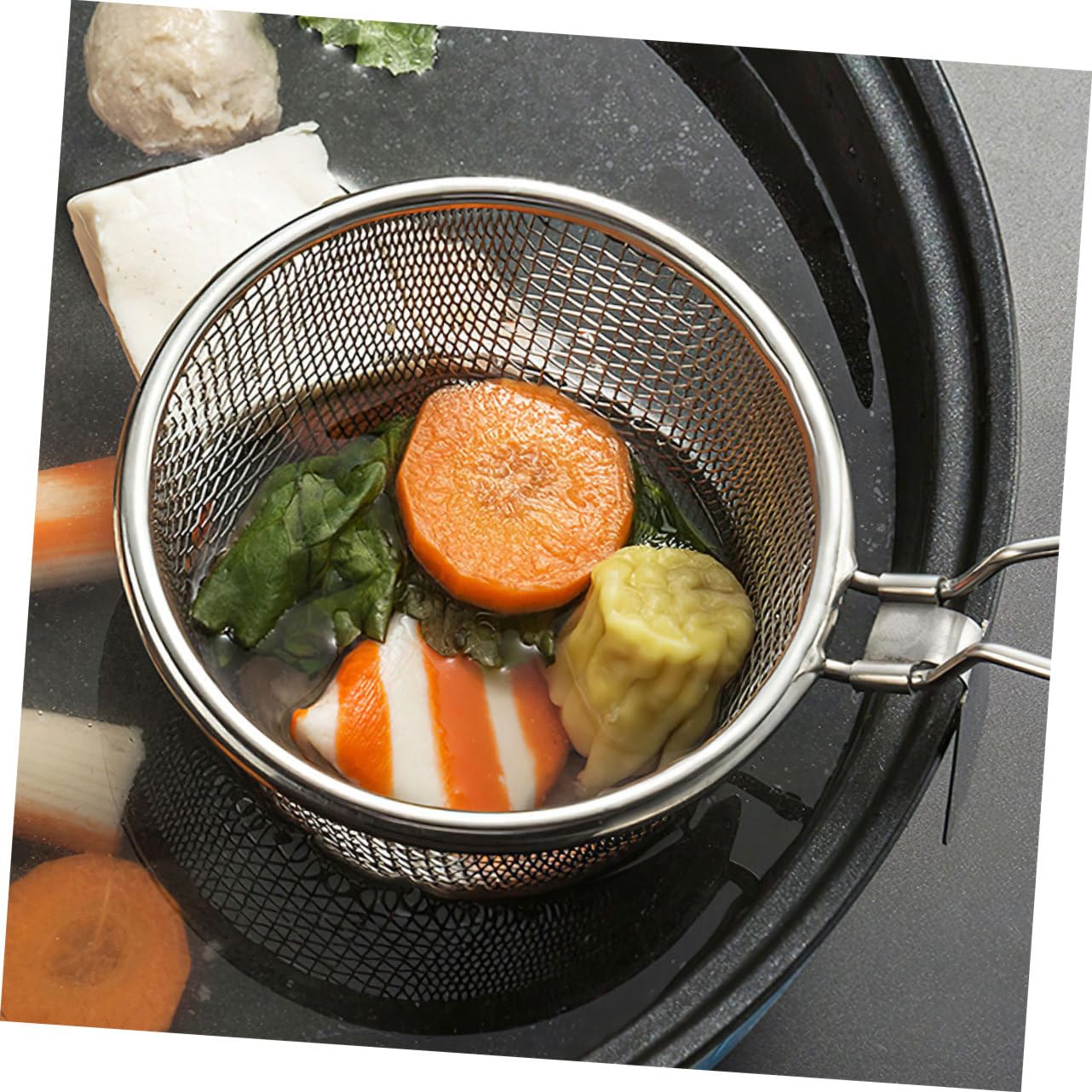 TIDTALEO 2pcs Stainless Steel Colander Stainless Steel Pasta Basket Hot Pot Colander Sifter Household Pasta Basket Colander for Kitchen Strainer Hot Pot Metal Colander Mala Tang Loose Tea