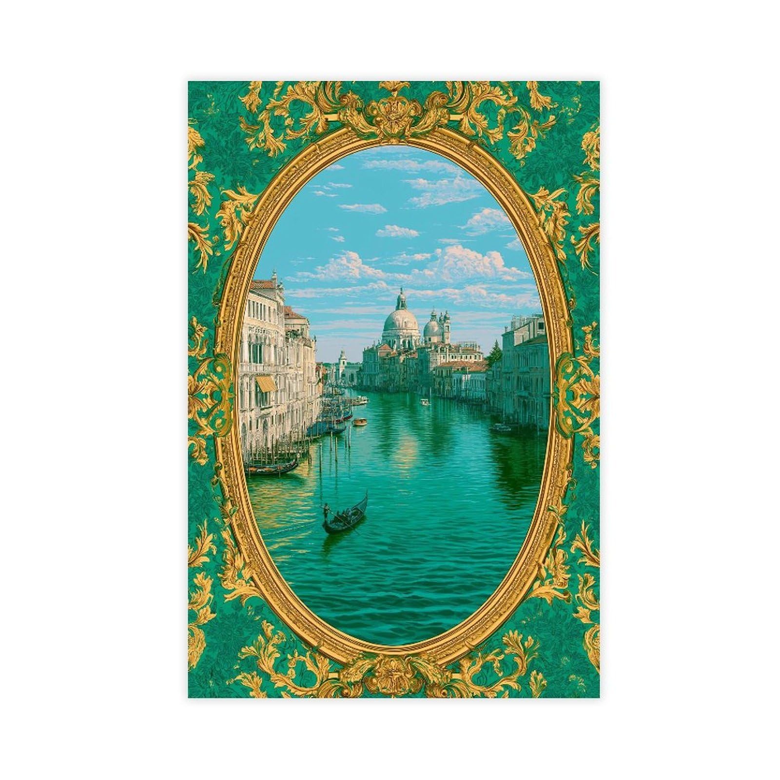 Agthwe Unframe-Style Venice Canal Poster Canvas Poster For Dorm Room Decor Gift