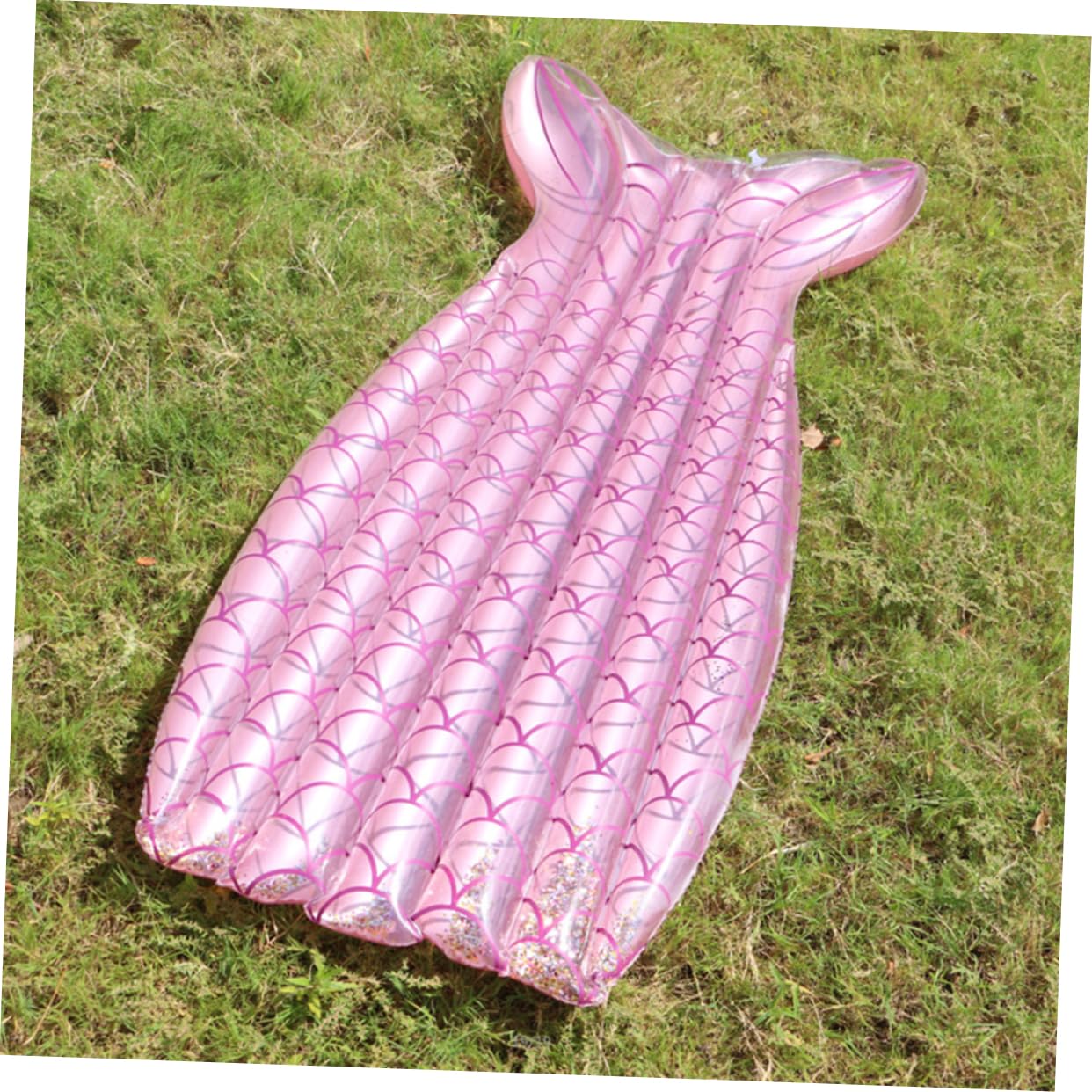 BESPORTBLE Materassino Gonfiabile a Coda di Pesce in Pvc per Piscina e Spiaggia, Leggero e Portatile Dettagli Luminosi per Vacanze e Fotografia
