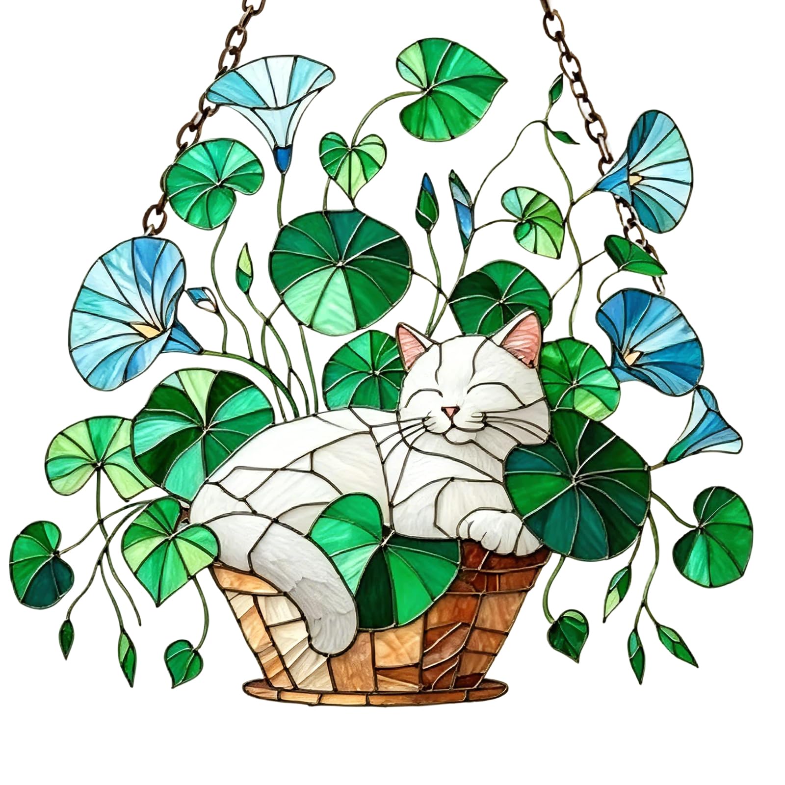Cat Sun Catcher for Windows, Acrylic Hanging Ornaments with Chain, Vibrant Suncatcher Decoration for Balcony, Garden Wall, Home, Gardening Gifts for Women