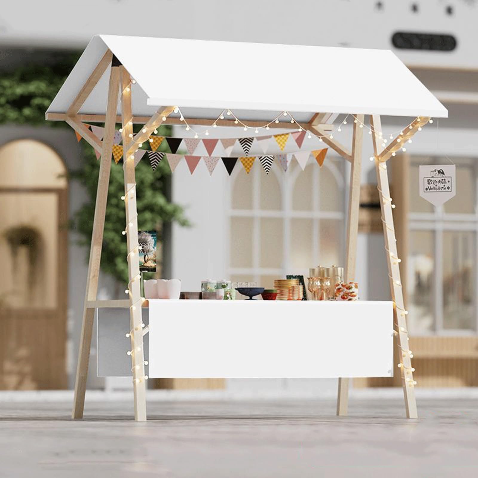 LJYKBFL Foldable Food Cart on Wheels, Lightweight Vendor Stall for Street Markets, Farmers Markets, and Craft Shows, Portable Display Stand for Outdoor Vendors