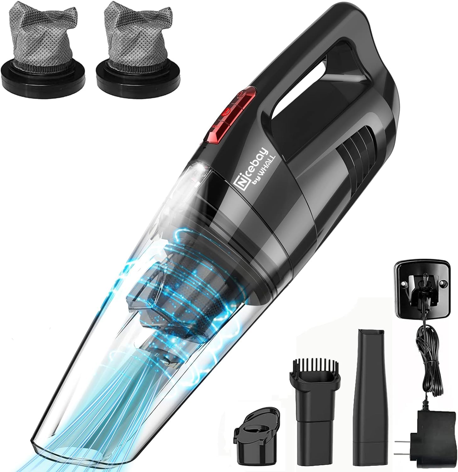 whall® Handheld Vacuum Cordless, 8500PA Strong Suction Hand Vacuum, Wet Dry Hand Held Vacuum Cleaner with LED Light, Lightweight Mini Car Vacuum Cordless Rechargeable, Portable Vacuum