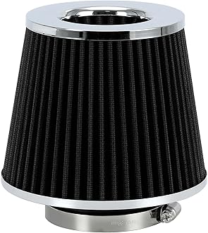 PTNHZ Universal Black 3" 76mm High Flow Cold Air Intake Cone Air Filter Power Intake Air Inlet System Air Cleaner