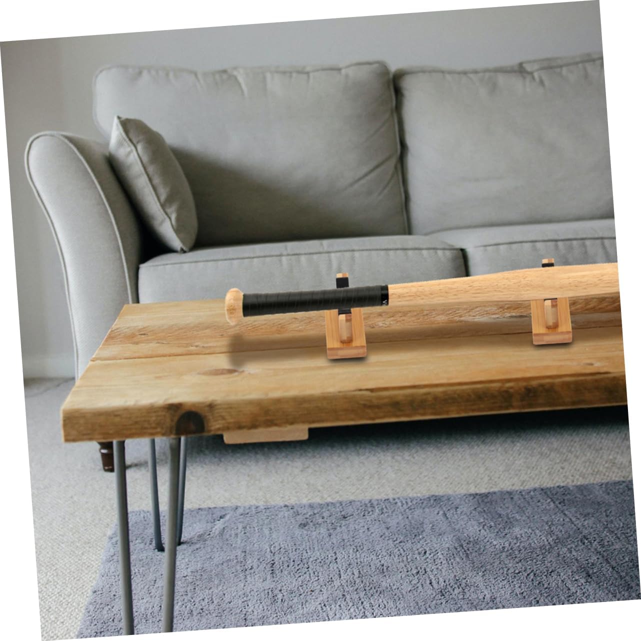 2pairs Wooden Baseball Bat Holder Display Rack for Tabletop Durable and Stable Bat Stands Home Sports Room