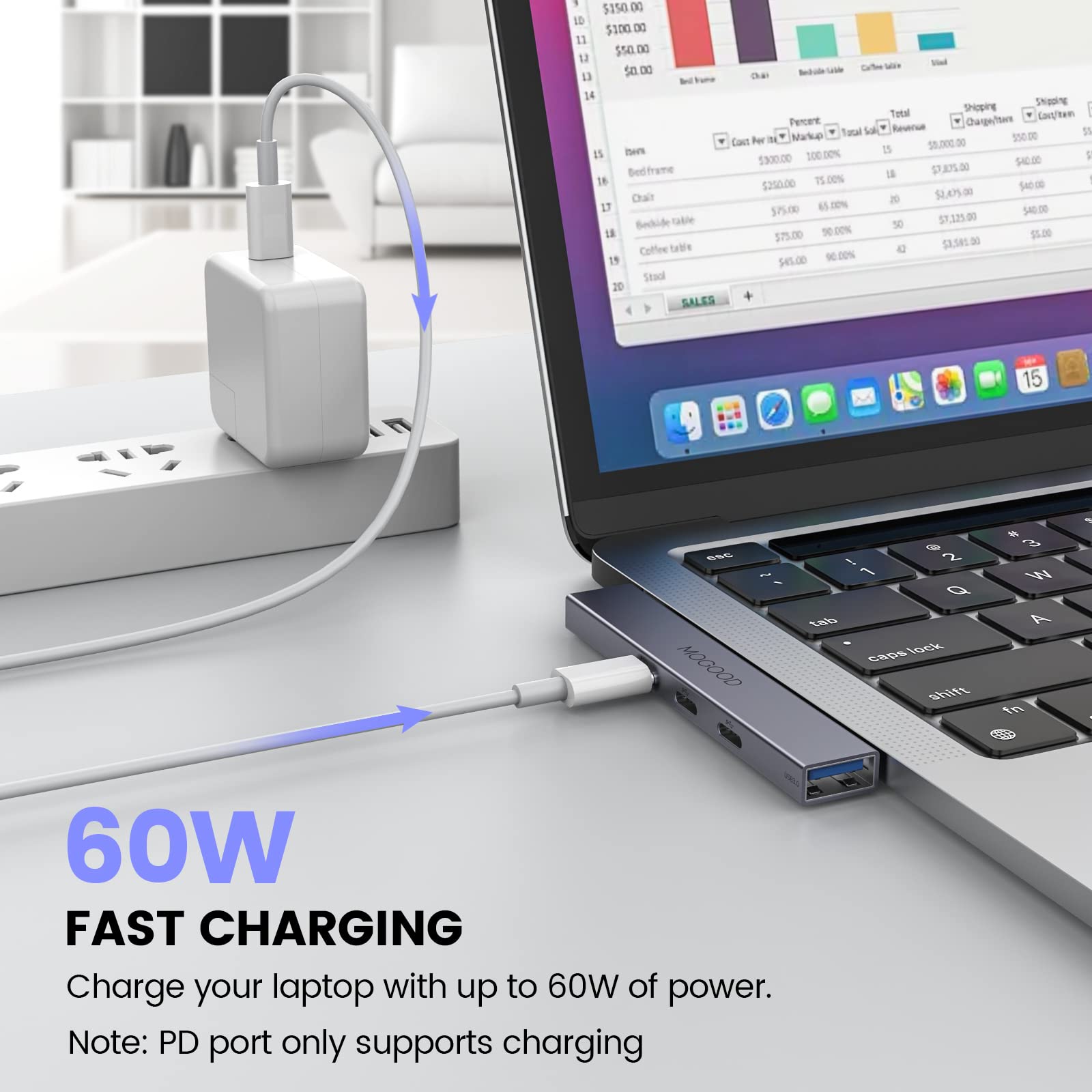 ☆ USB Cハブ 4-in-1 Type C サポート60W急速充電 Amazon | MOGOOD USB Cハブ 4-in-1 USB ハブ Type C サポート60W