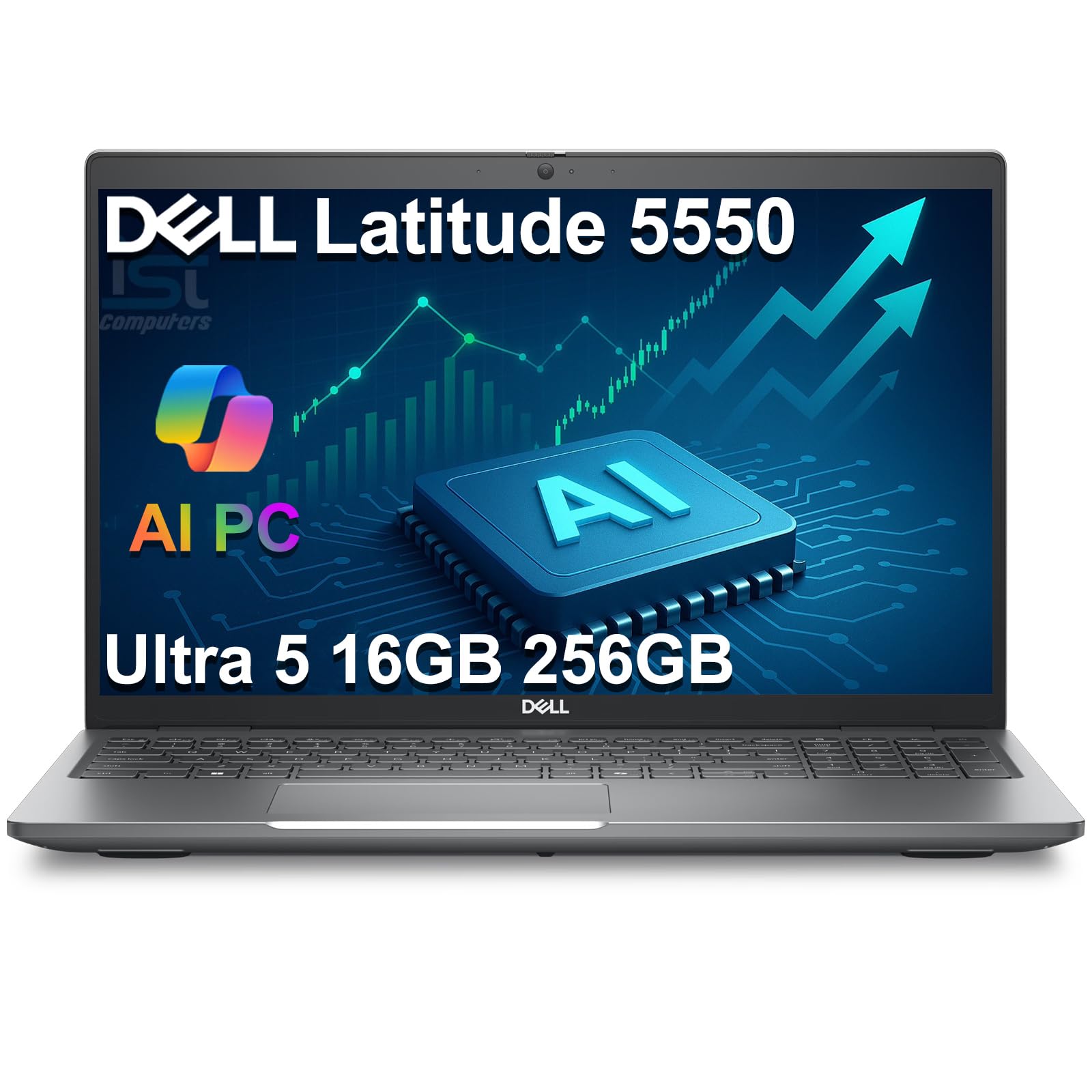 Dell Latitude 5550 5000 Business AI PC Laptop (15.6" FHD, Intel 12-Core Ultra 5 125U (> i7-1355U), 16GB DDR5 RAM, 256GB SSD), Backlit, Fingerprint, 1080p IR Webcam, 2X Thunderbolt 4, Win 11 Pro