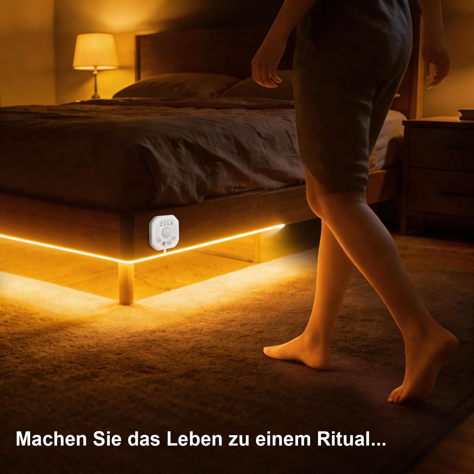 AIMENGTE COB LED Streifen, 5 m Warmweiß LED Treppenbeleuchtung mit Bewegungsmelder, Ausgestattet mit Zwei Beleuchtungsmodi, für Unterschränke, Küche, Treppen, Schlafzimmer