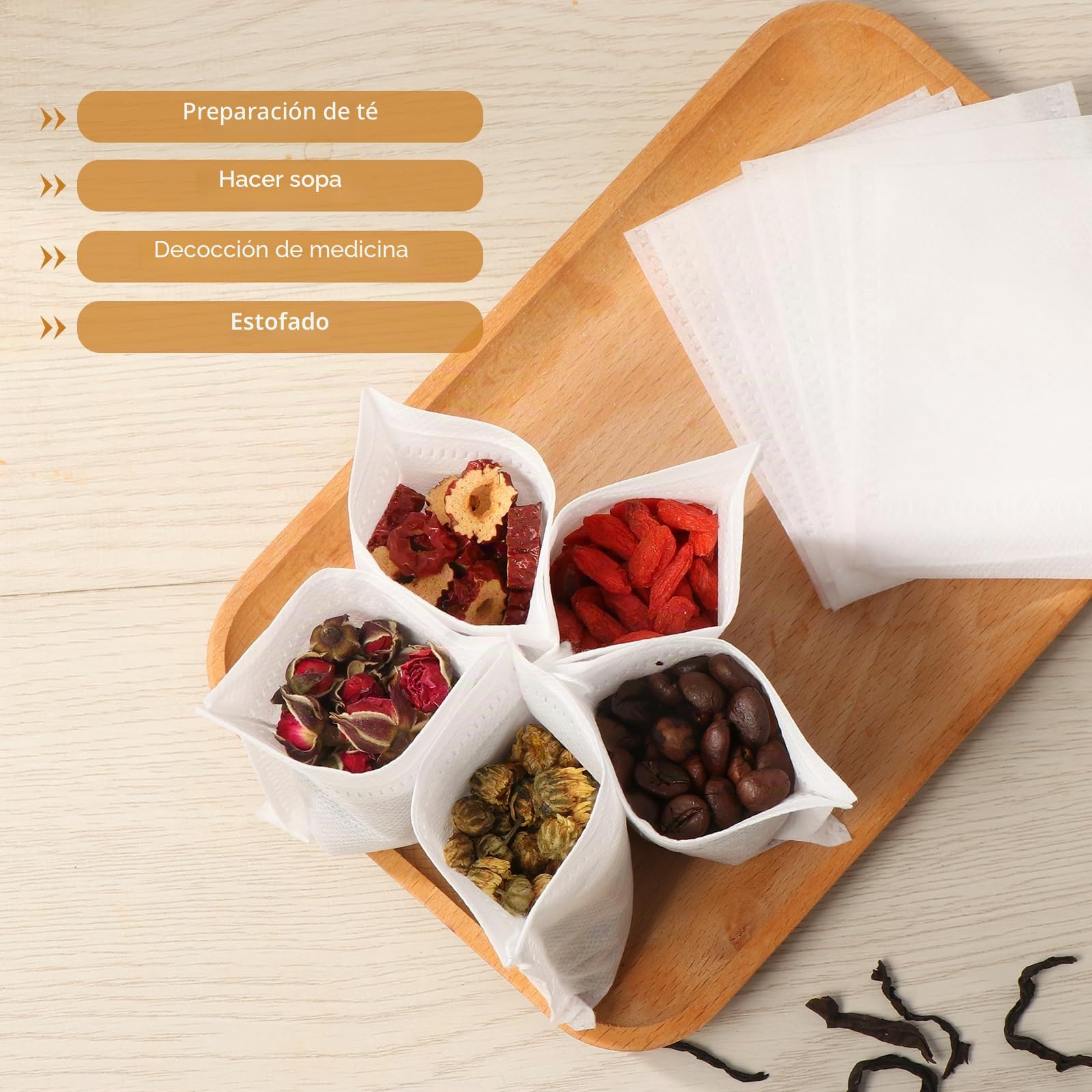 Vinabo 400 Piezas Filtros para Té, 7 x 9 cm Filtro Te, Bolsas Desechables de Filtro de Té Suelto,Infusor Te con Cordón, Bolsas de Te para Té Fragante, DIY Té, Especias, Vainilla, Lavanda, Café