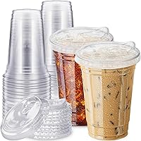 Vista 8 de Qinsihwn 100 Piezas Vasos de Plástico Desechables de 8 OZ con Tapas Planas, Vasos Transparentes de Porción con Tapas Planas, Recipientes de Plástico