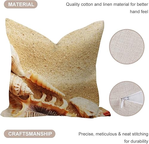 Miniatura 3 de Breathable Cushion Covers 18x18 Inch Beach Ocean Theme Starfish Seashell Elegant Throw Pillow Cases Sea Life Nautical Conch Teal Decorations Square