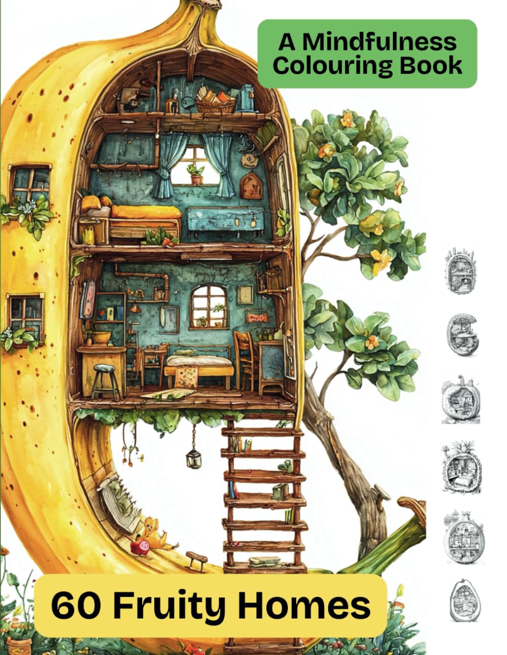 A Mindfulness Colouring Book: 60 Fruity Homes (Cosy Homes For Mindfulness Colouring Books)