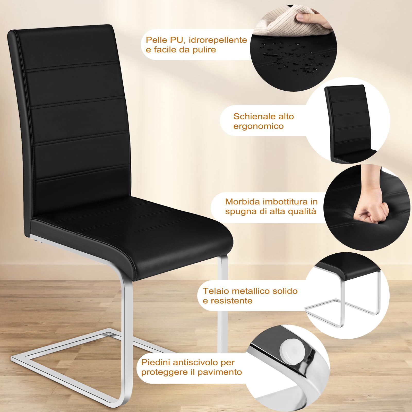 WOLTU Set di 6 Sedie per Sala da Pranzo, Sedie da Cucina Moderne